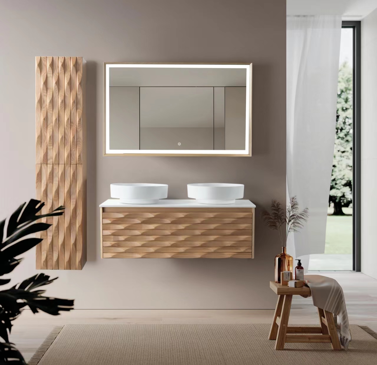 MAGNOLIA WASTAFELONDERKAST - 1 LADE - GREEPLOOS  - SOFT CLOSE – 119X40X52 CM - LICHT EIKEN