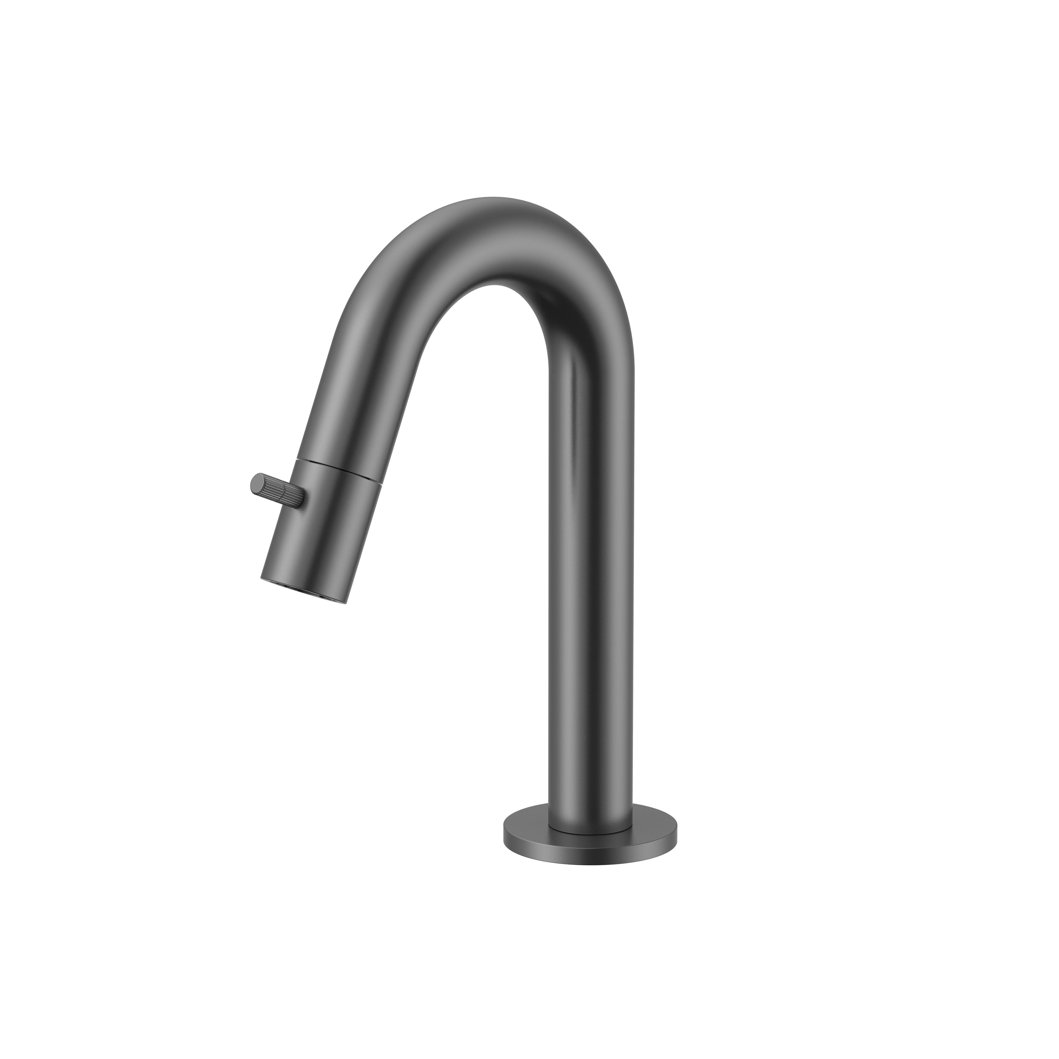 STRIA KOUDWATERKRAAN  - GEBOGEN UITLOOP - ZONDER AFVOERPLUG - GUNMETAL (PVD)