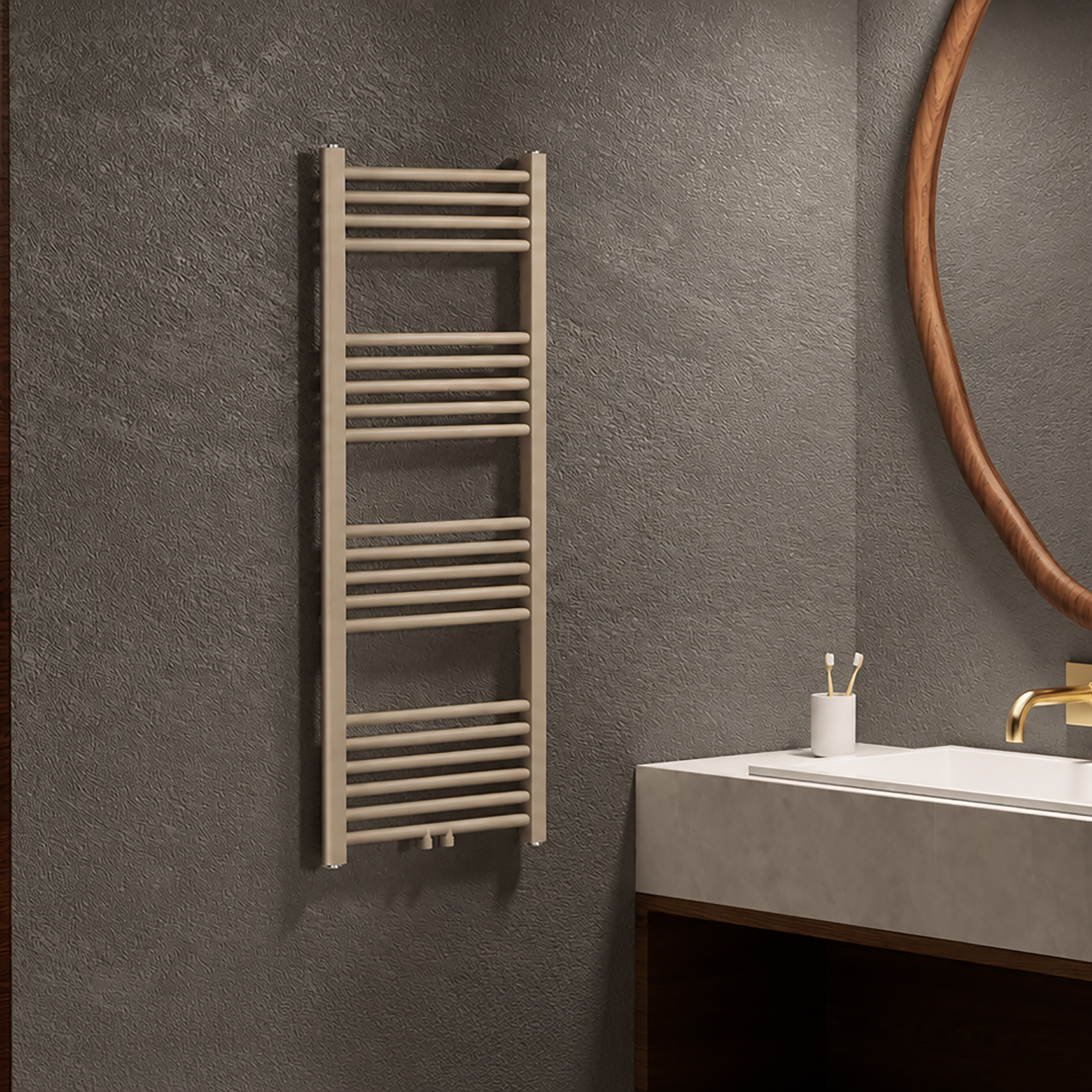 BELRAD HANDDOEKDROGER - LINKS-RECHTS/MIDDENAANSLUITING - 475 WATT - 1200X500CM - ZAND