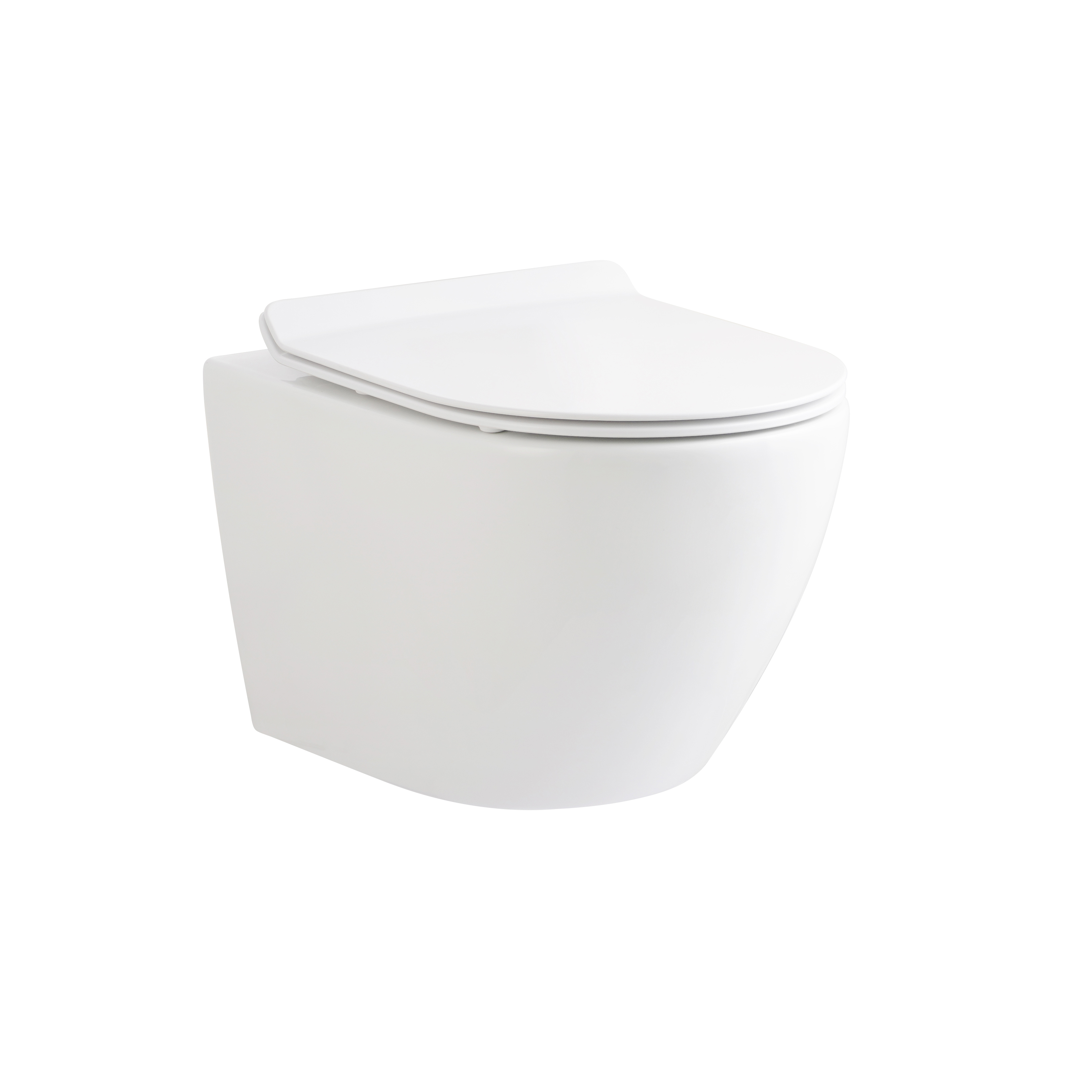 ALONI ECO HANGTOILET - RANDLOOS - MET ZITTING - DUROPLAST - SOFT CLOSE - QUICK RELEASE - COMPACT 49 CM - 36X36X49 CM - GLANZEND WIT