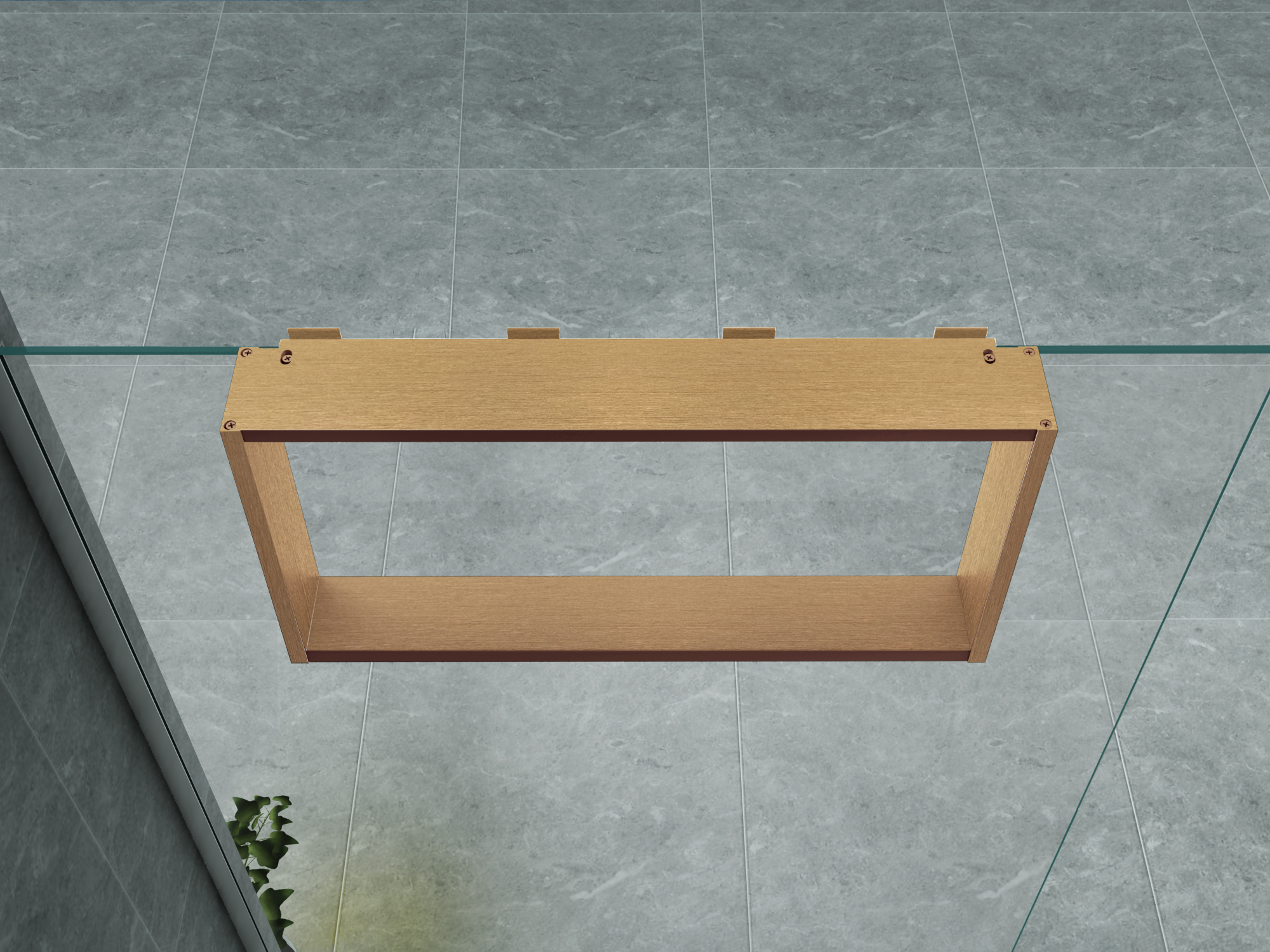 OPBOUWNIS VOOR DOUCHEWAND - 4 HANDDOEKHAKEN - ALUMINIUM - 60X30X8 CM - BRUIN BRONS