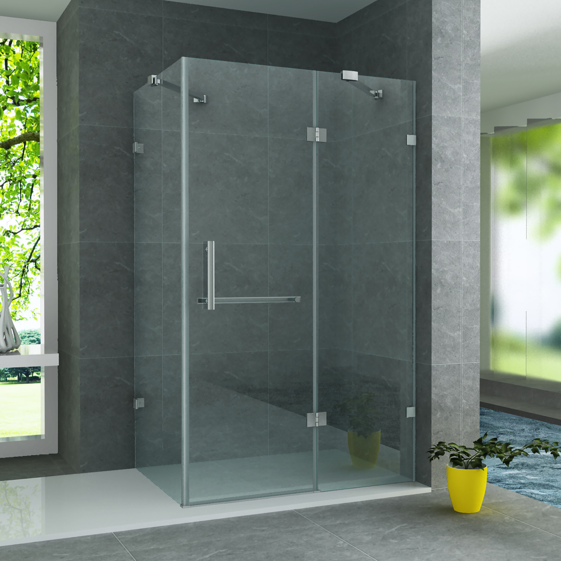 ALONI DOUCHECABINE - DRAAIDEUR, VAST WANDJE EN ZIJWAND - 800 X 1200 X 1950MM - CHROOM - HELDER GLAS
