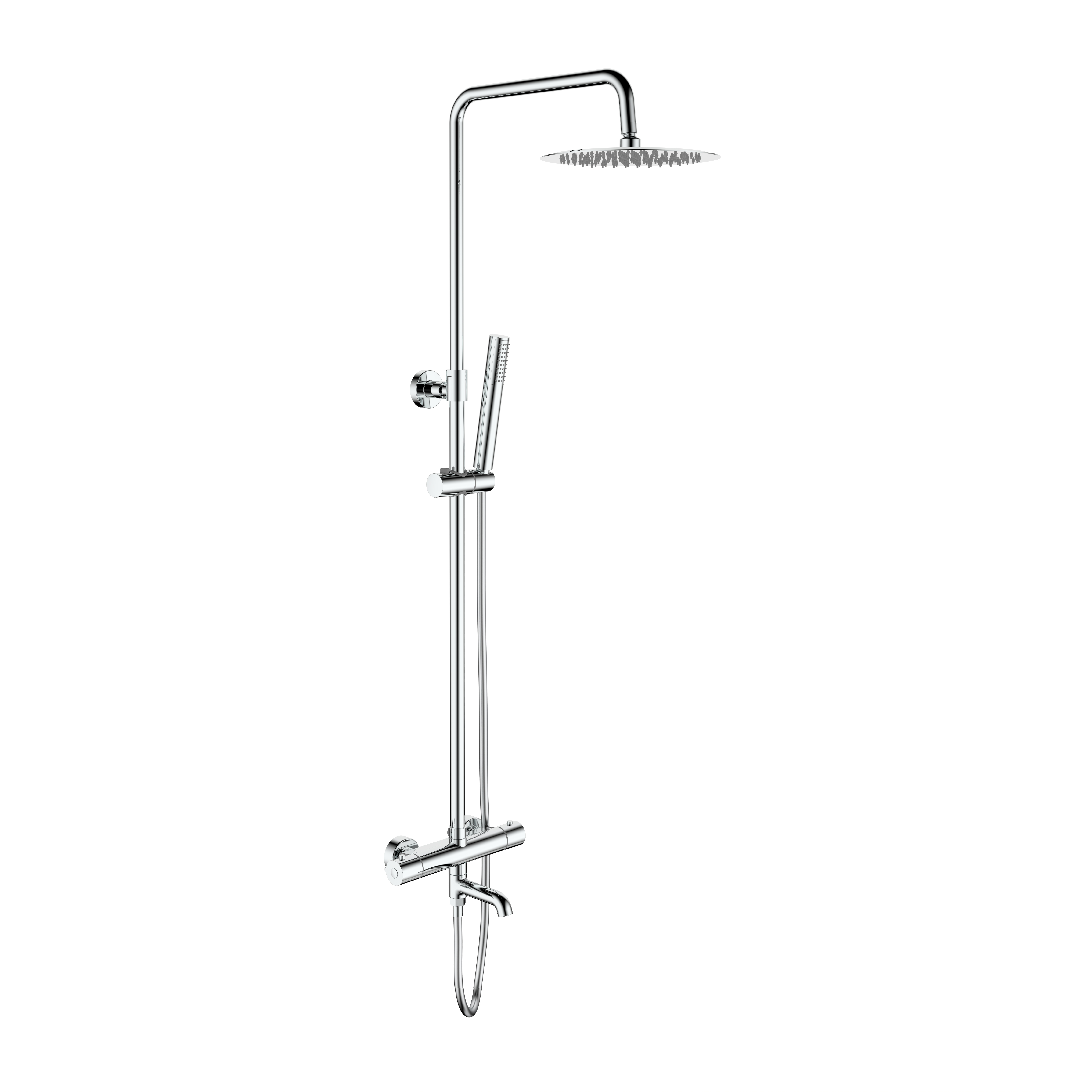 ALONI OPTIMA RONDO REGENDOUCHESET MET DRAAIBARE UITLOOP - THERMOSTATISCH - OPBOUW - COOL TOUCH - CHROOM