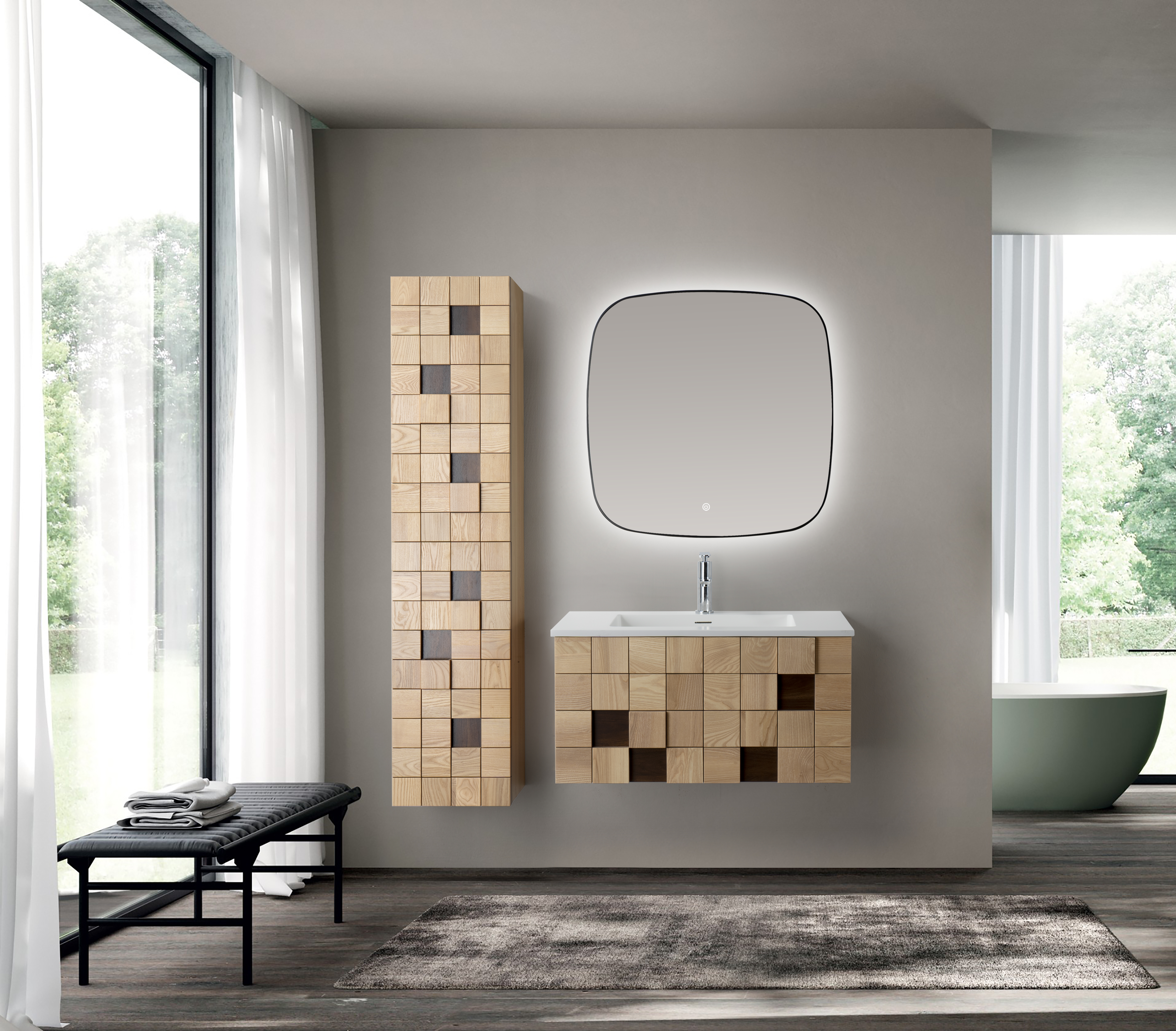 MIMOZA WASTAFELONDERKAST - 1 LADE - GREEPLOOS  - SOFT CLOSE – 79X40X52 CM - LICHT EIKEN