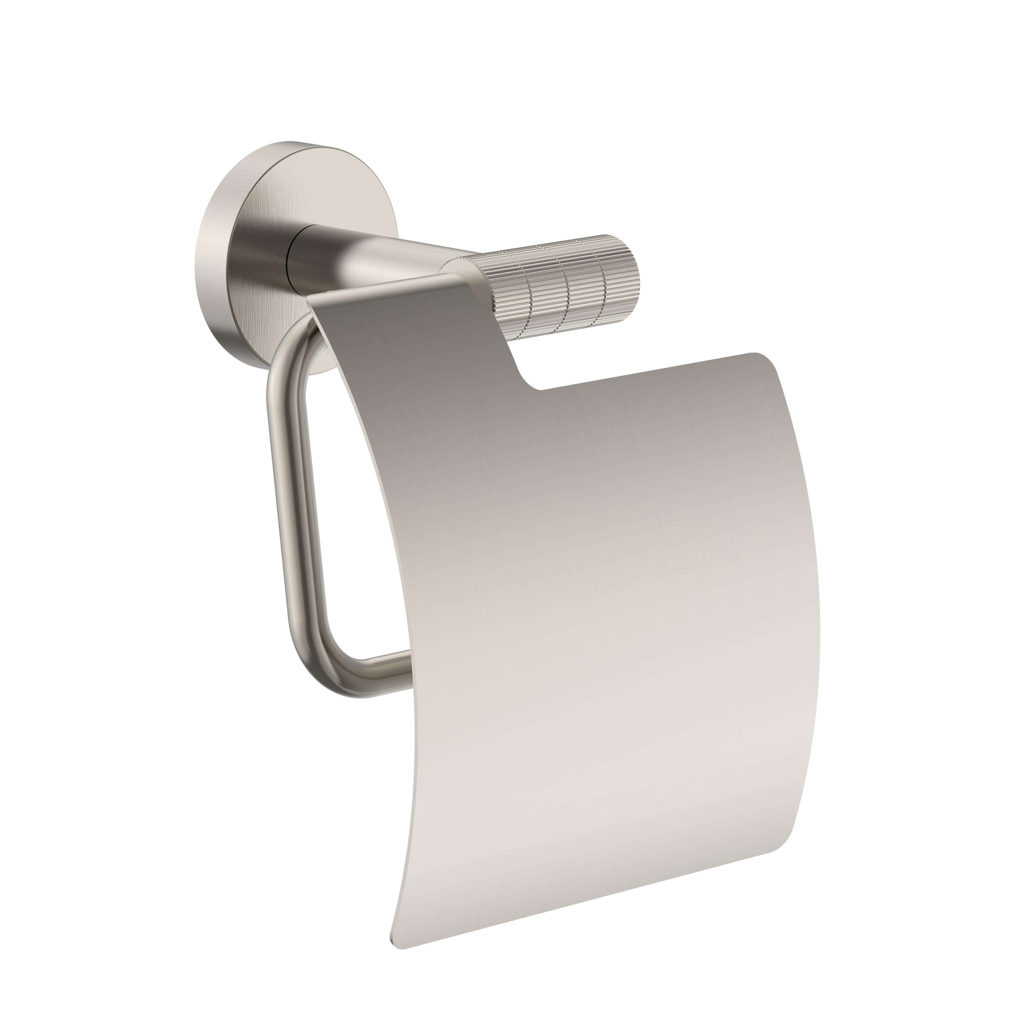 STRIA TOILETROLHOUDER MET KLEP - AFWERKING MET  VERFIJNDE RIBBELSTRUCTUUR - GEBORSTELD RVS