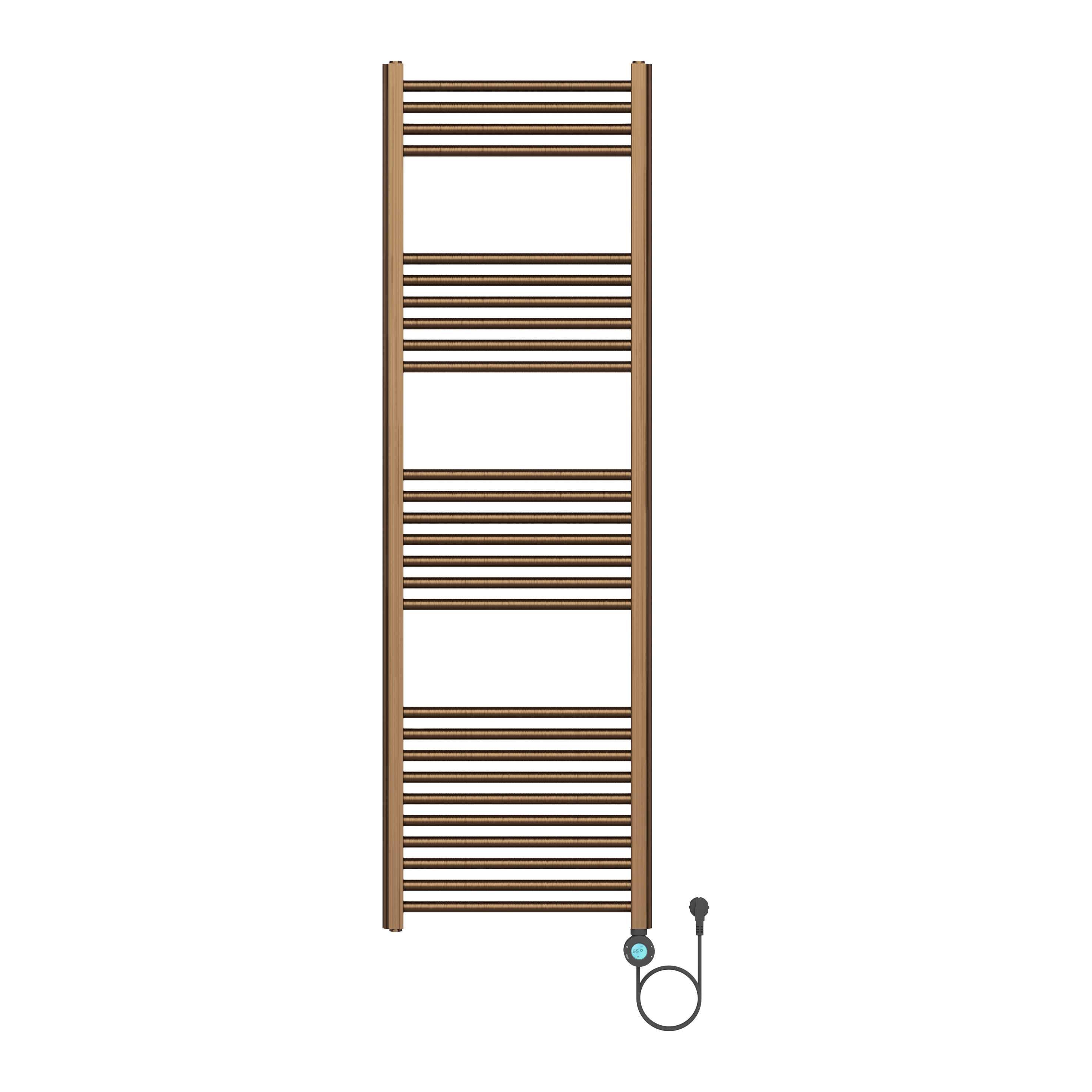 BELRAD ELEKTRISCHE HANDDOEKDROGER - MET DIGITALE, PROGRAMEERBARE THERMOSTAAT - SMART WIFI - AANSLUITING RECHTS - 900W - 1600X500 MM - GEBORSTELD BRUIN BRONS