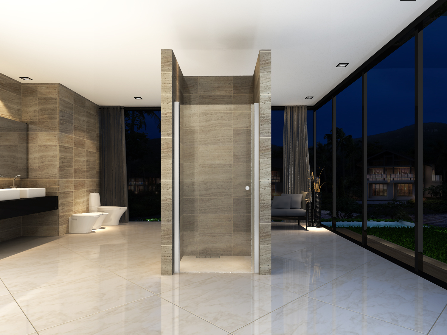 ALONI DRAAIDEUR VOOR NIS - 1000  X 1900MM - CHROOM - HELDER GLAS