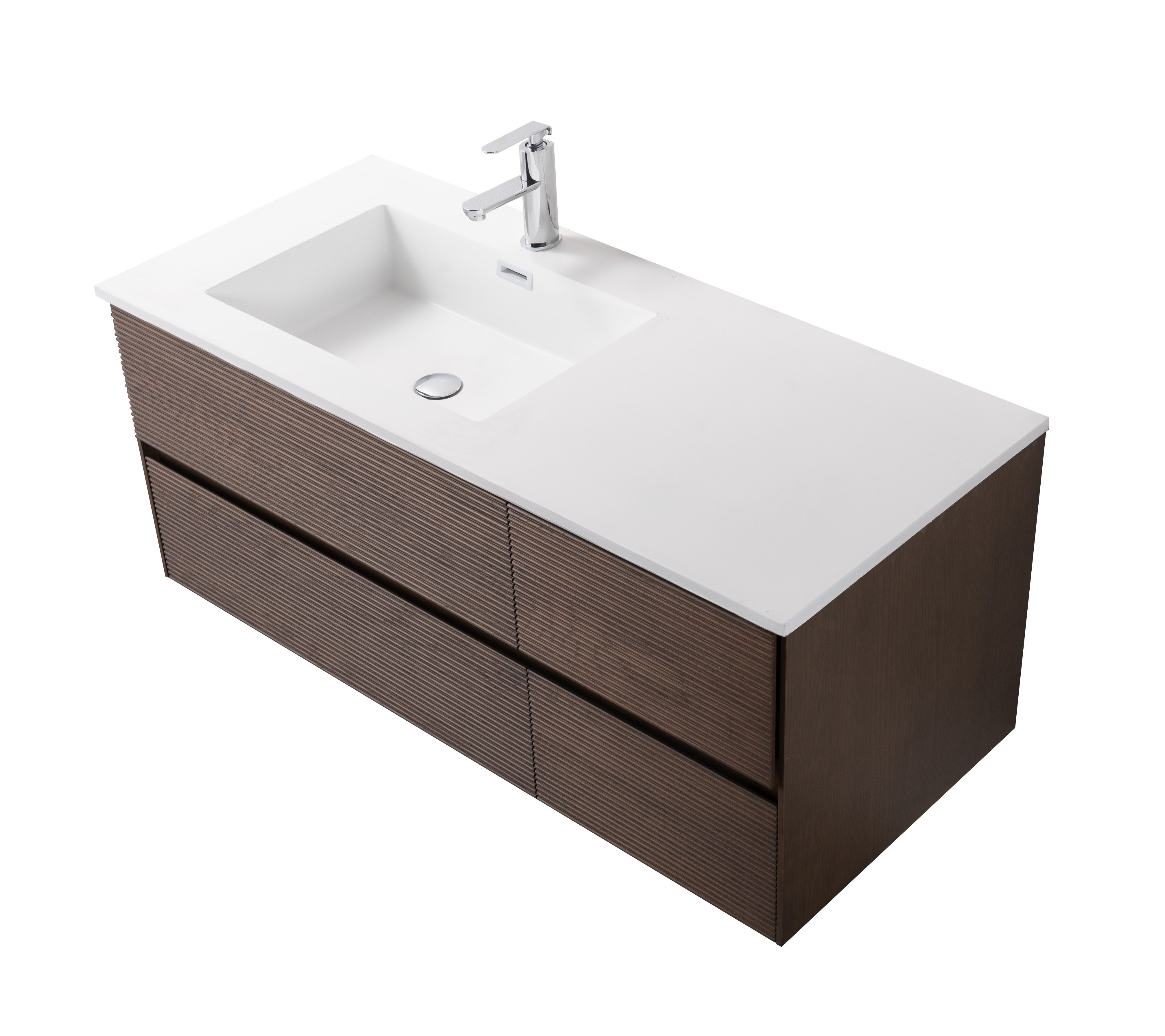 LAYDA WASTAFELONDERKAST - 4 LADES - GREEPLOOS  - SOFT CLOSE – 119X49X52 CM - DONKER WALNOTEN