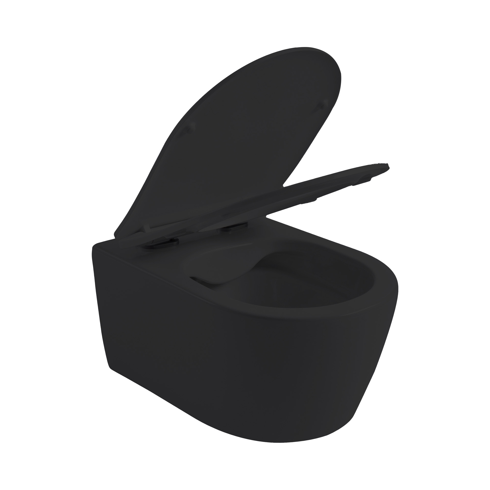 ALONI PRO HANGTOILET - RANDLOOS - MET ZITTING - DUROPLAST - SOFT CLOSE - QUICK RELEASE - COMPACT 49 CM - 36X25X49 CM - MAT ZWART