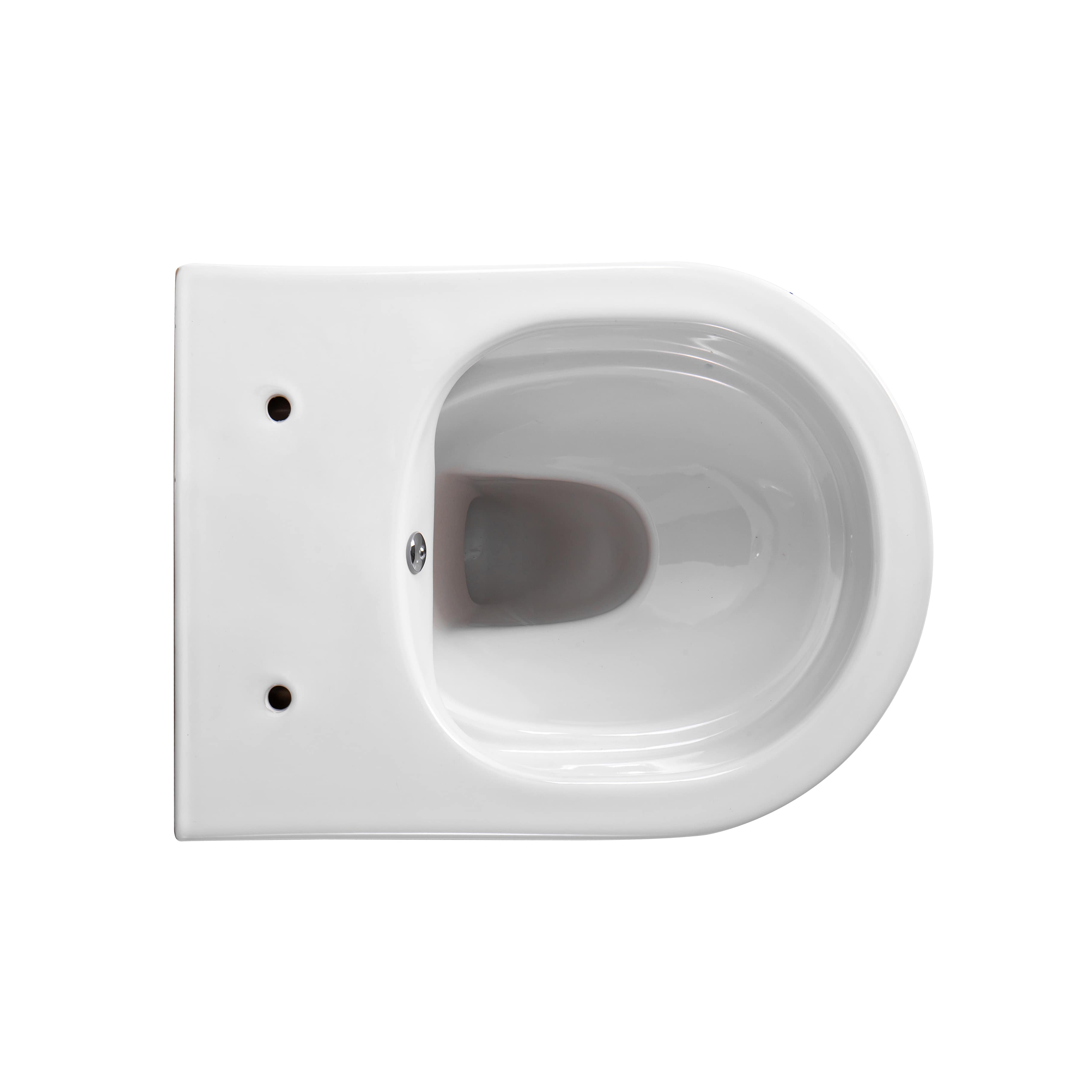 DARLO WALL-HUNG TOILET WITH BIDET - RIMLESS - WITH COLD WATER BIDET TAP - WITHOUT SEAT - COMPACT 49 CM - GLOSSY WHITE