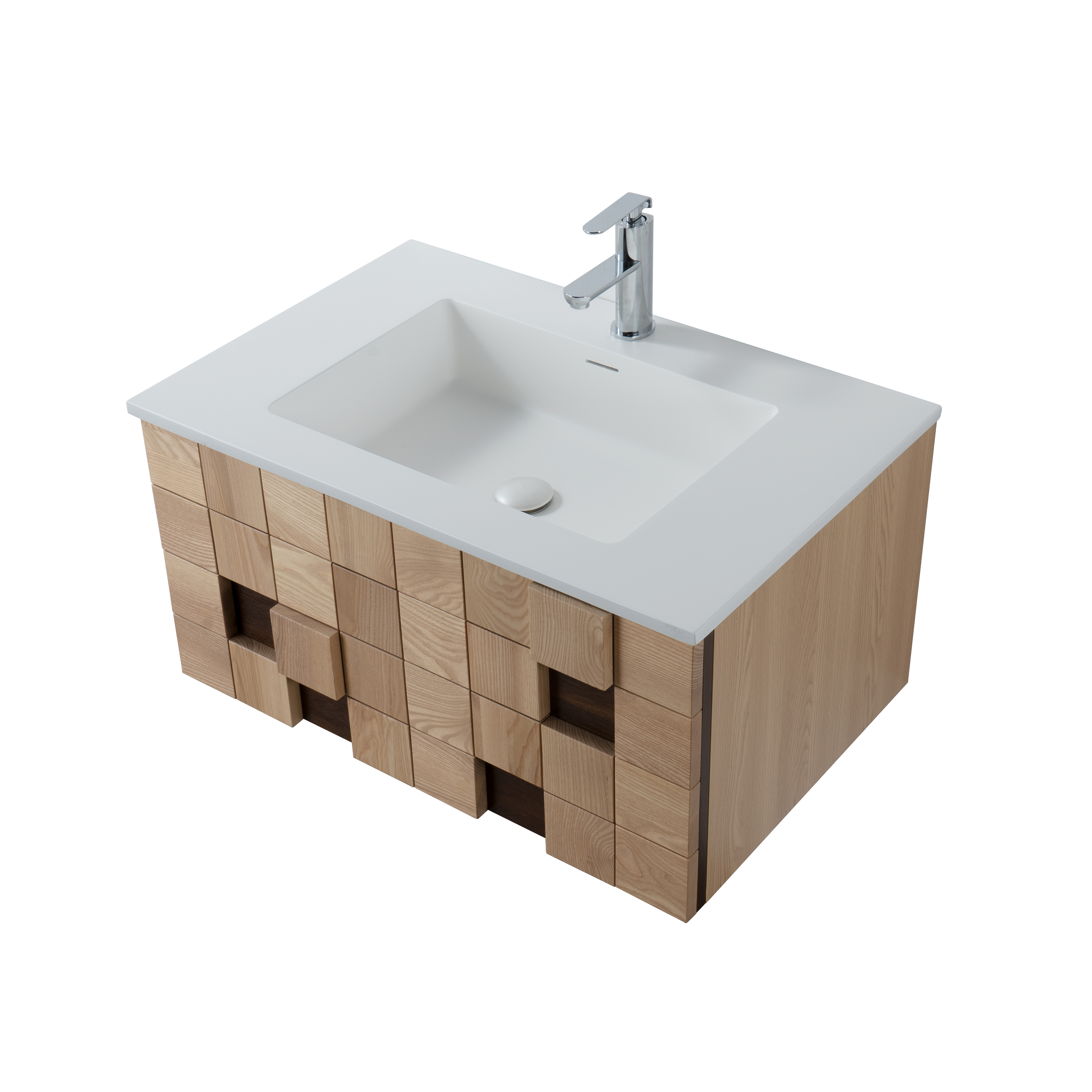 MIMOZA WASTAFELONDERKAST - 1 LADE - GREEPLOOS  - SOFT CLOSE – 79X40X52 CM - LICHT EIKEN