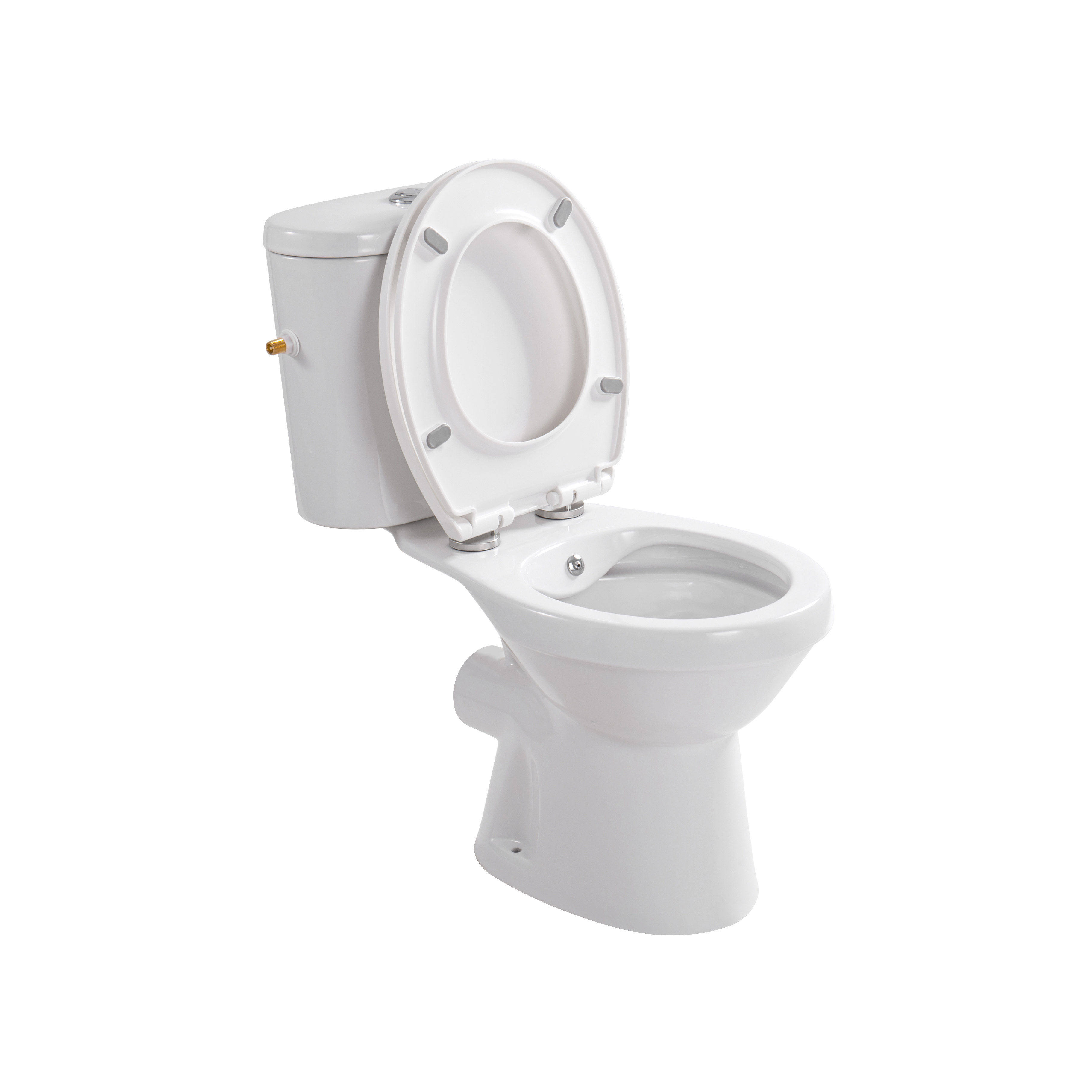 ALONI PRO5027 DUOBLOK - STAAND TOILET MET BIDET - RANDLOOS - P-TRAP - MUURUITLAAT - MET RESERVOIR - MET SPOELMECHANISME - DUBBELE SPOELFUNCTIE 4/6L - MET ZITTING - SOFTCLOSE - QUICK RELEASE - 40X79X65 CM - WIT