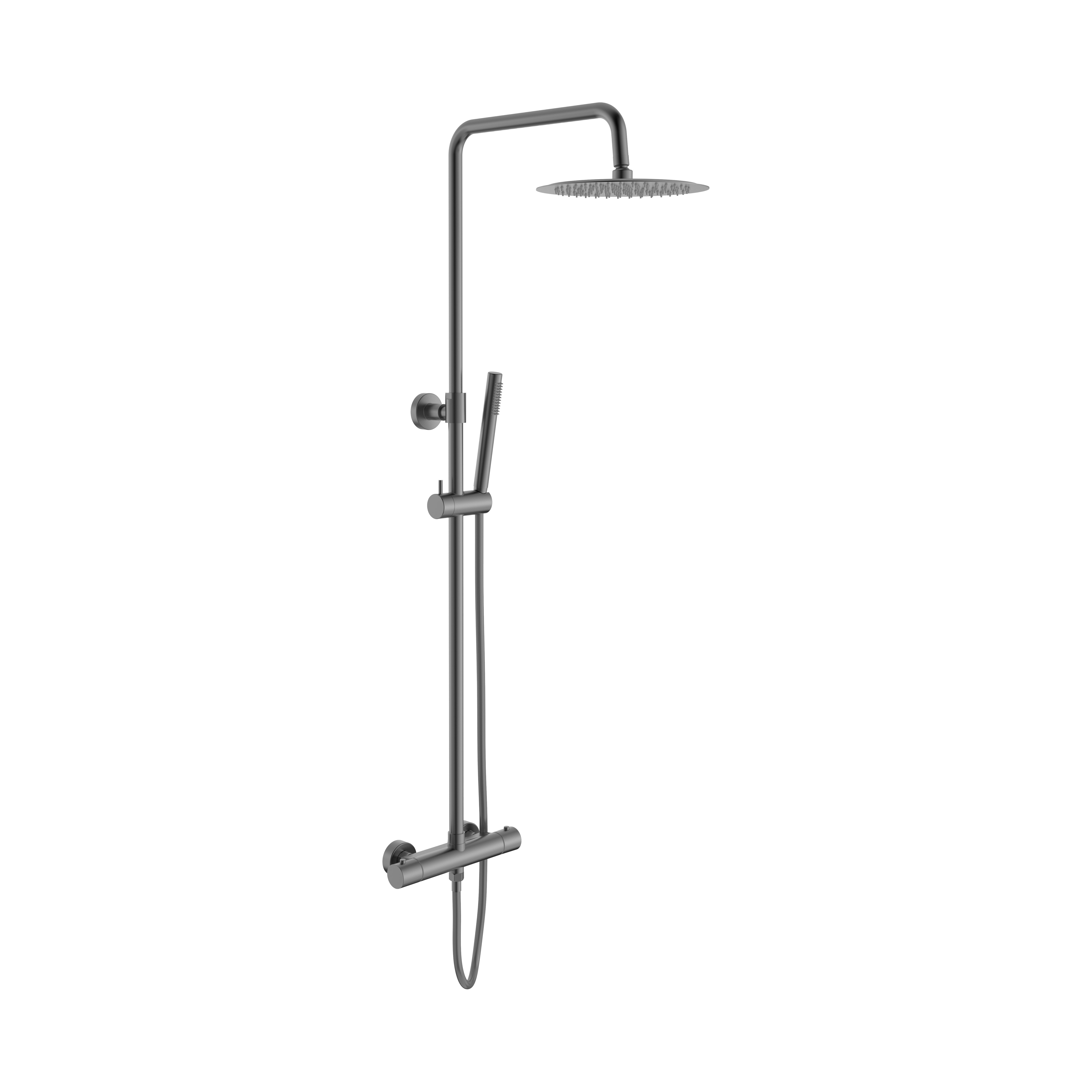 ALONI OPTIMA RONDO REGENDOUCHESET - THERMOSTATISCH - OPBOUW - COOL TOUCH - BELGAQUA - GUNMETAL (PVD)