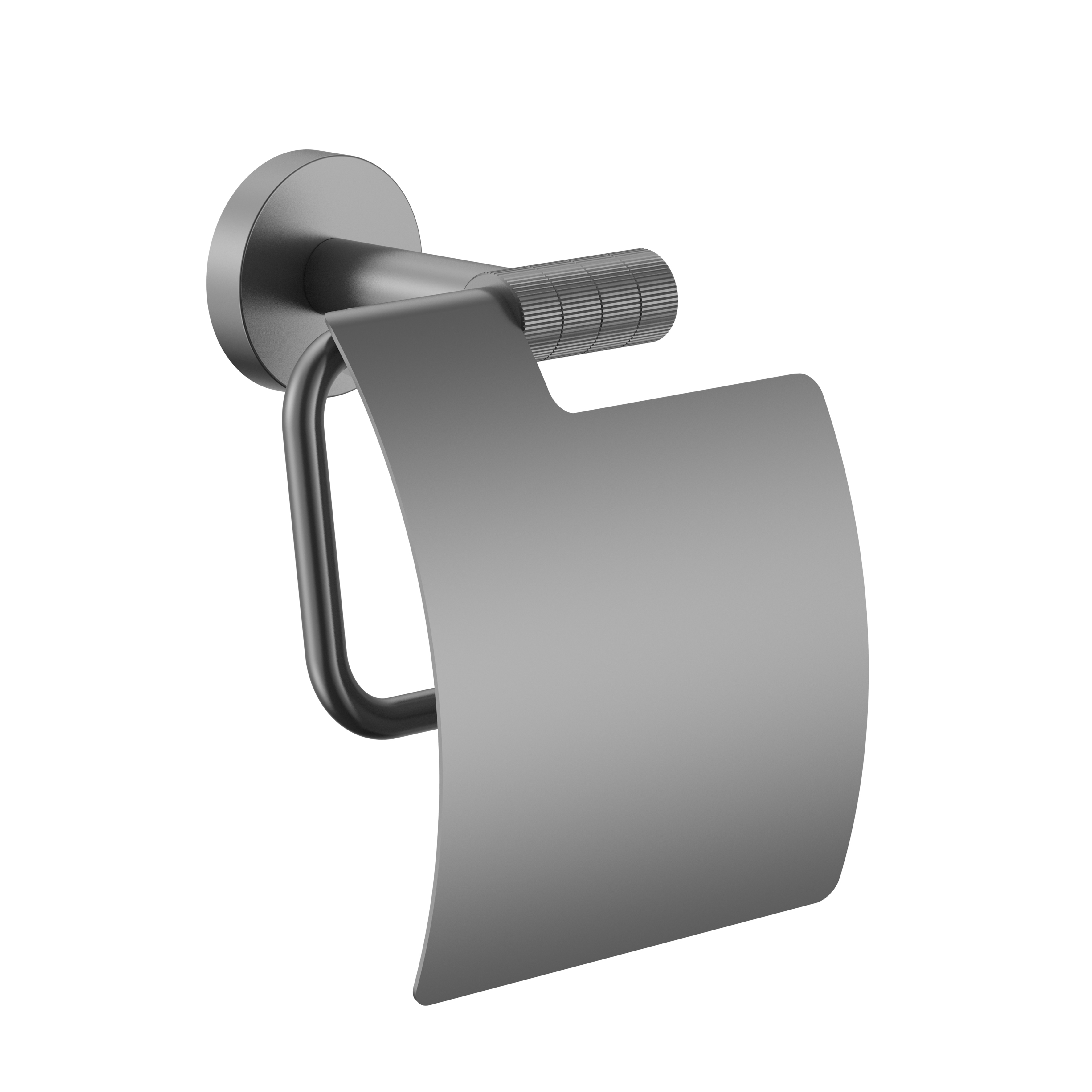 STRIA TOILETROLHOUDER MET KLEP - AFWERKING MET  VERFIJNDE RIBBELSTRUCTUUR - GUNMETAL (PVD)