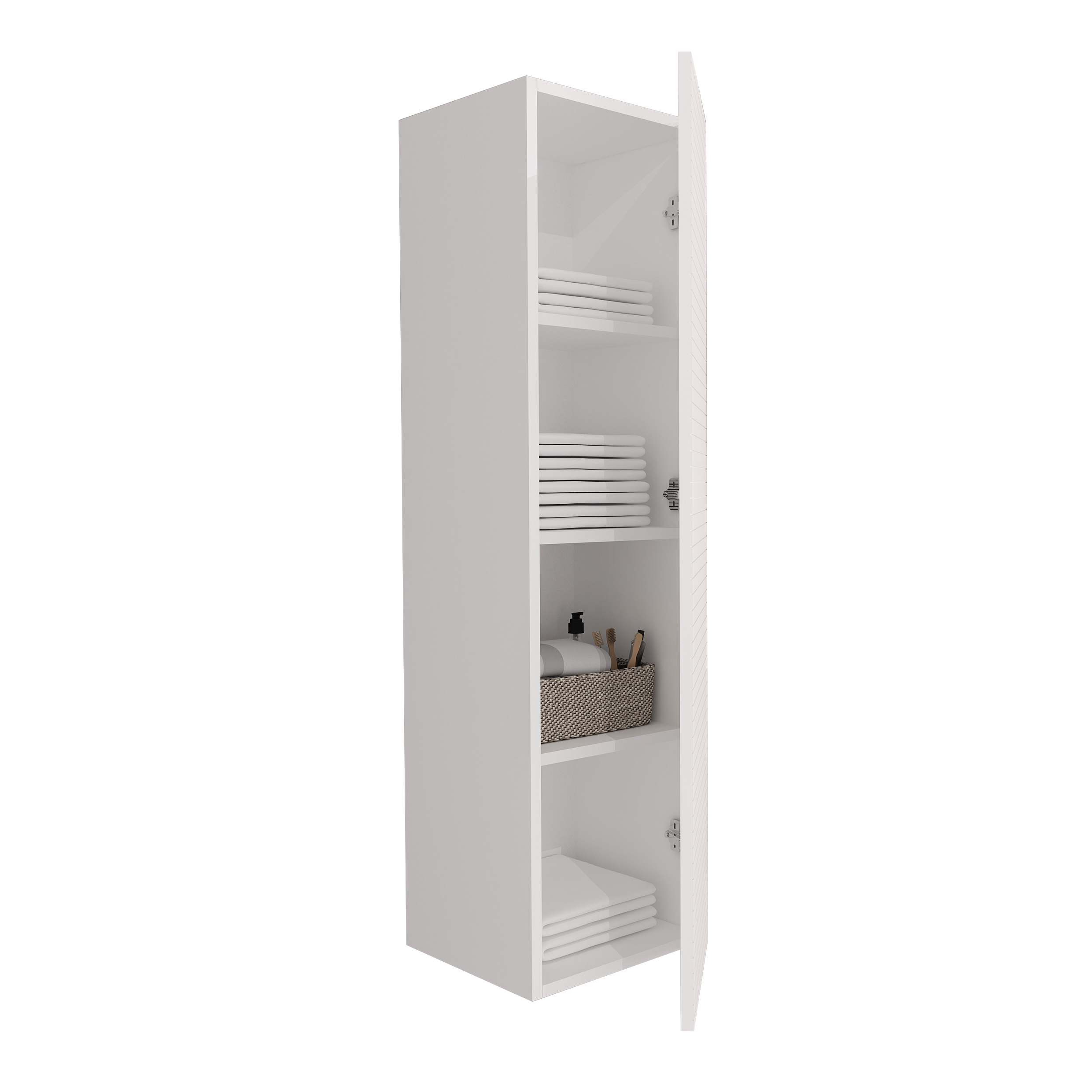 ELITE MEUBLE COLONNE AVEC RELIEF HORIZONTAL (135CM) - BLANC MAT