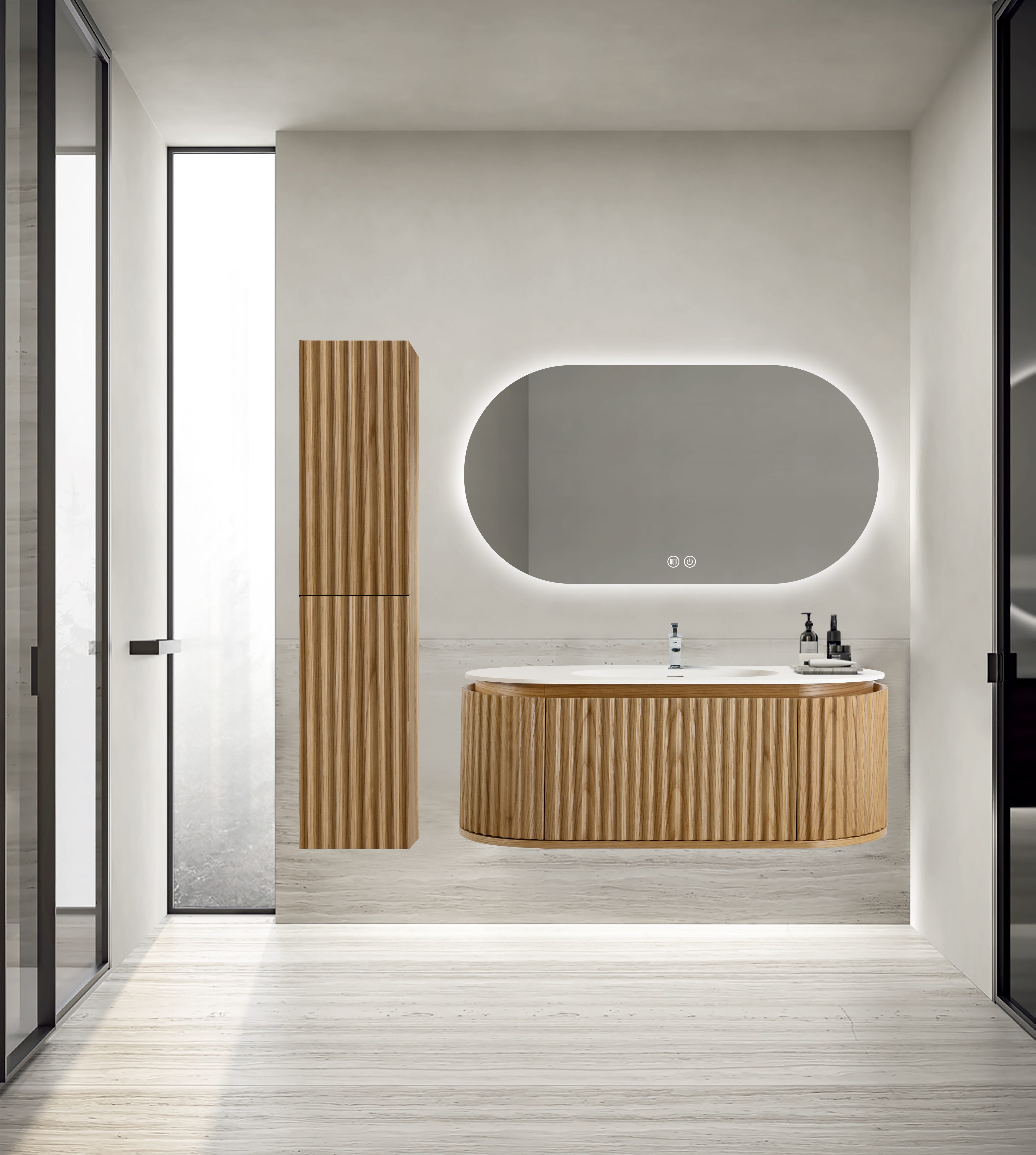 BEGONIA WASTAFELONDERKAST - 1 LADE - GREEPLOOS  - SOFT CLOSE – 119X42X52,5 CM - NATUREL EIKEN