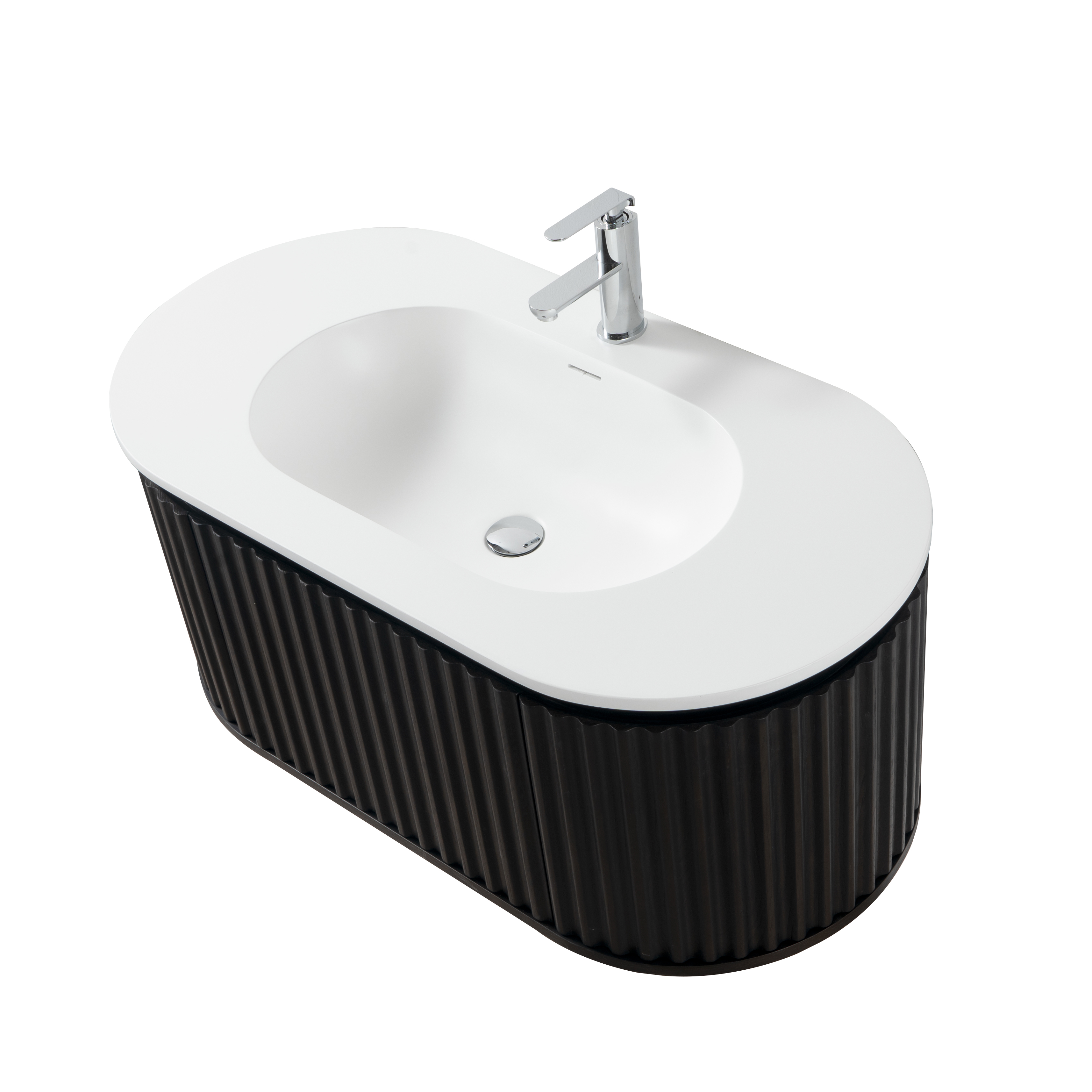 BEGONIA WASTAFELONDERKAST - 1 LADE - GREEPLOOS  - SOFT CLOSE – 99X42X52,5 CM - ZWART EIKEN
