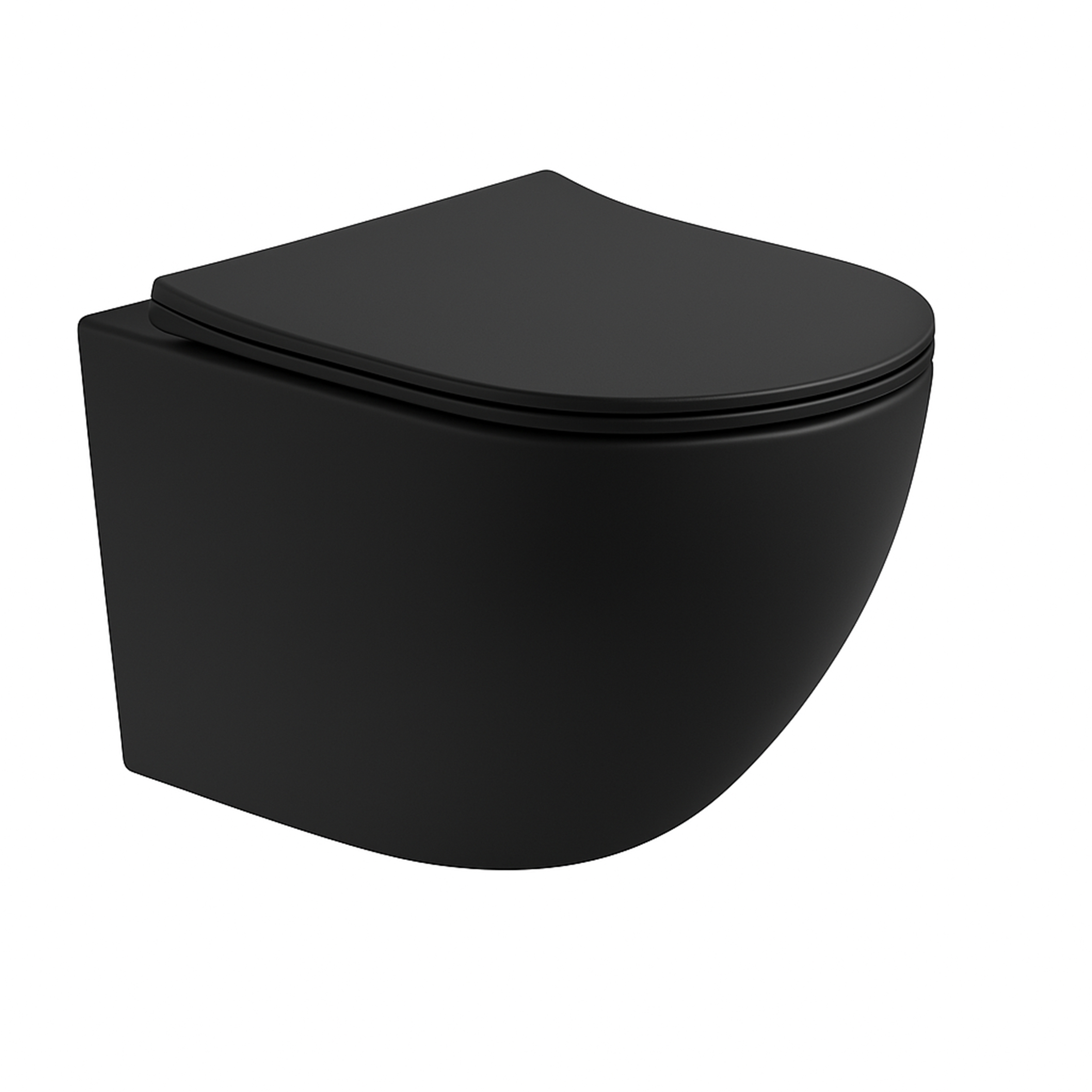 ALONI PRO WALL-HUNG TOILET – 360° FLUSH – RIMLESS – WITH SEAT – DUROPLAST – SOFT CLOSE – QUICK RELEASE – COMPACT 49 CM – 36X32X49 CM – MATT BLACK