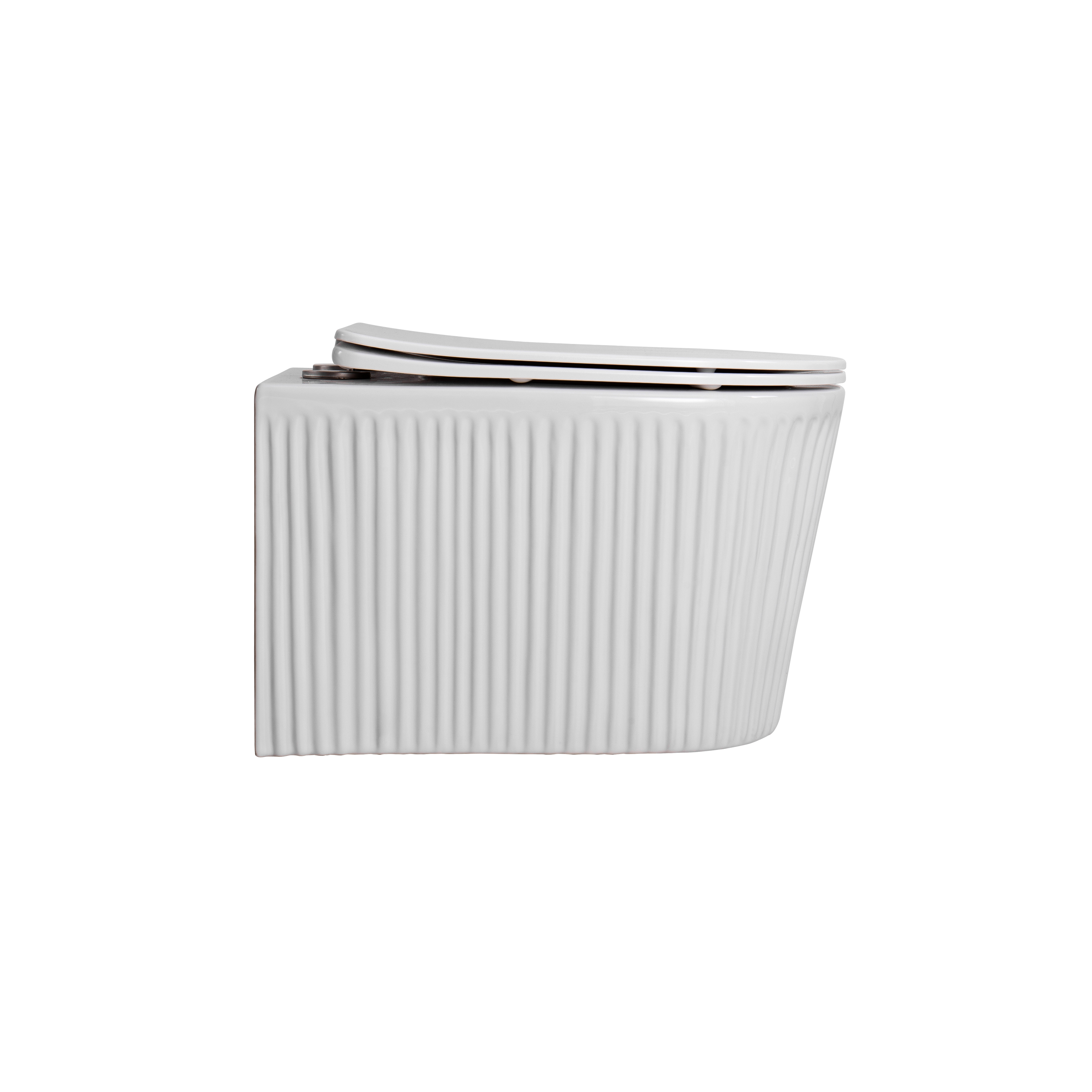 MUFFLY HANGTOILET MET RIBBEL - RANDLOOS  - 360° FLUSH - MET ZITTING - DUROPLAST - SOFT CLOSE - QUICK RELEASE - KERAMIEK - 36,5X52X34,6 CM - GLANZEND WIT