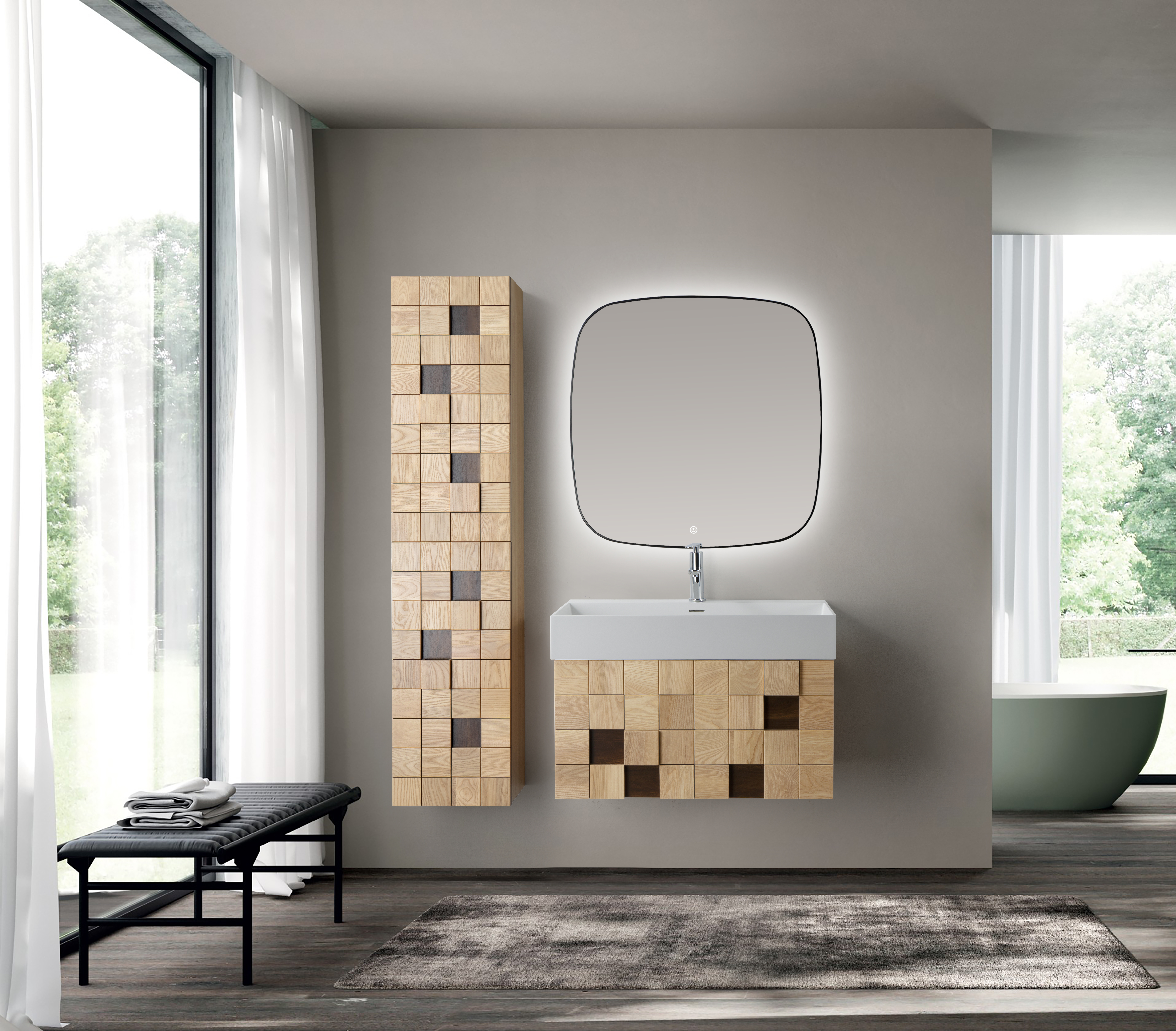 MIMOZA WASTAFELONDERKAST - 1 LADE - GREEPLOOS  - SOFT CLOSE – 79X40X52 CM - LICHT EIKEN