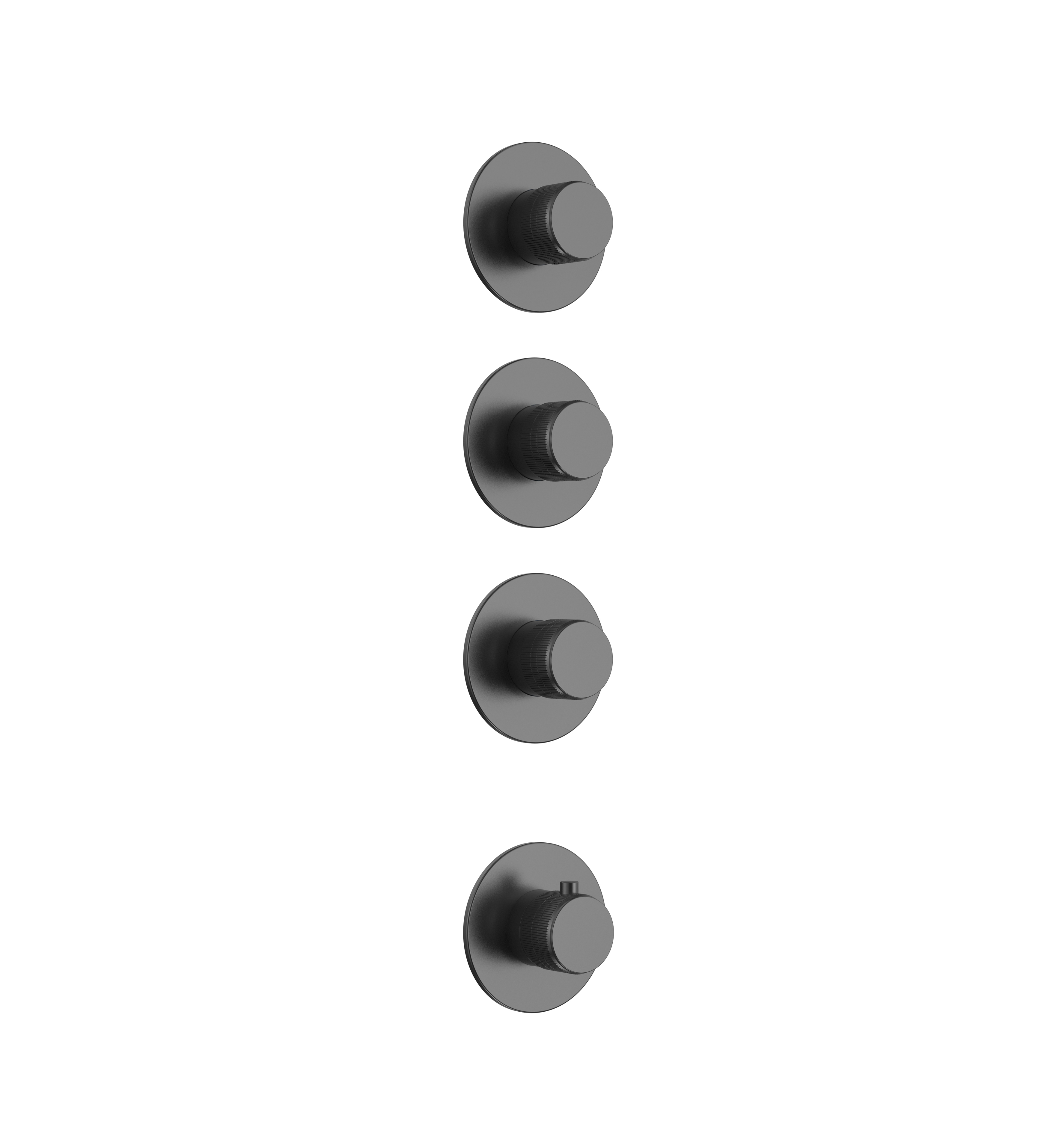 STRIA AFBOUWDEEL DOUCHEMENGKRAAN  - 3 WEG MET 3 STOPKRANEN -  THERMOSTATISCH - INBOUW - ROND - KNOPPEN MET VERFIJNDE RIBBELSTRUCTUUR - GUNMETAL (PVD)