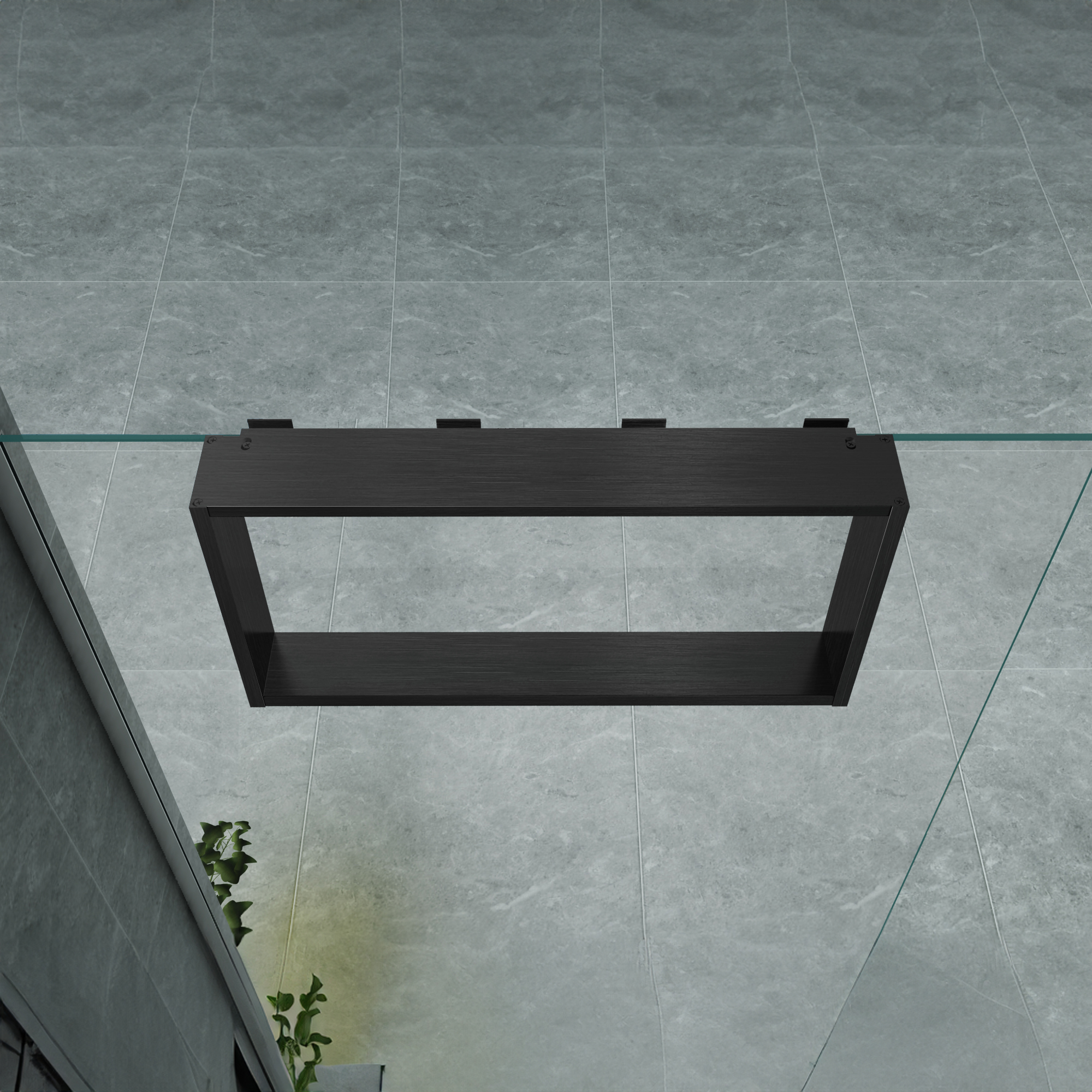 BUILT-UP NICHE FOR SHOWER SCREEN - 4 TOWEL HOOKS - ALUMINIUM - 60X30X8 CM - GUNMETAL