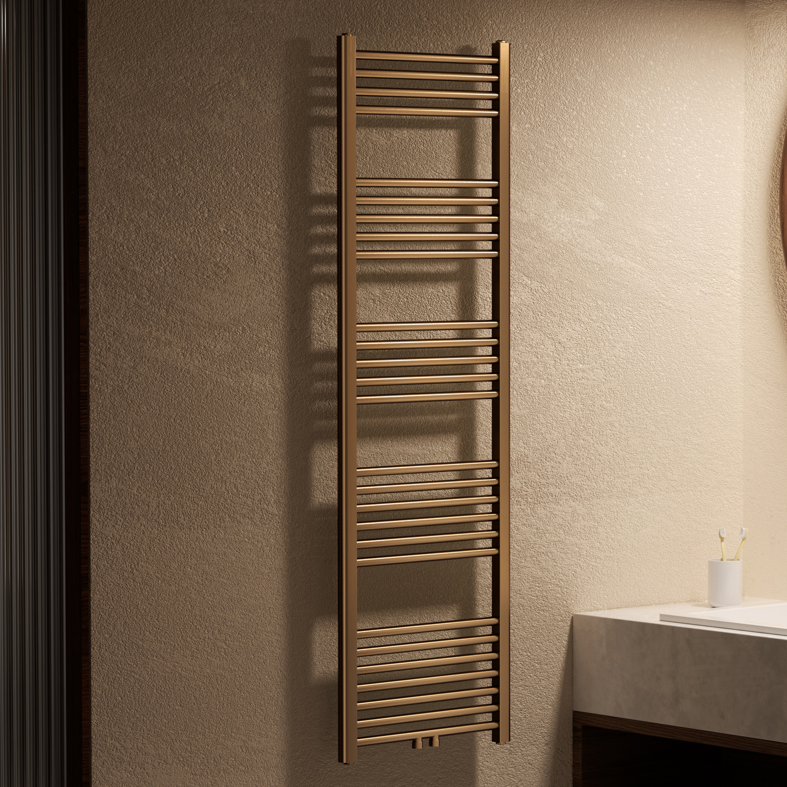 BELRAD SÈCHE-SERVIETTES - RACCORDEMENT GAUCHE-DROITE/CENTRAL - 721 WATT - 1600X500CM - BRUN BRONZÉ BROSSÉ