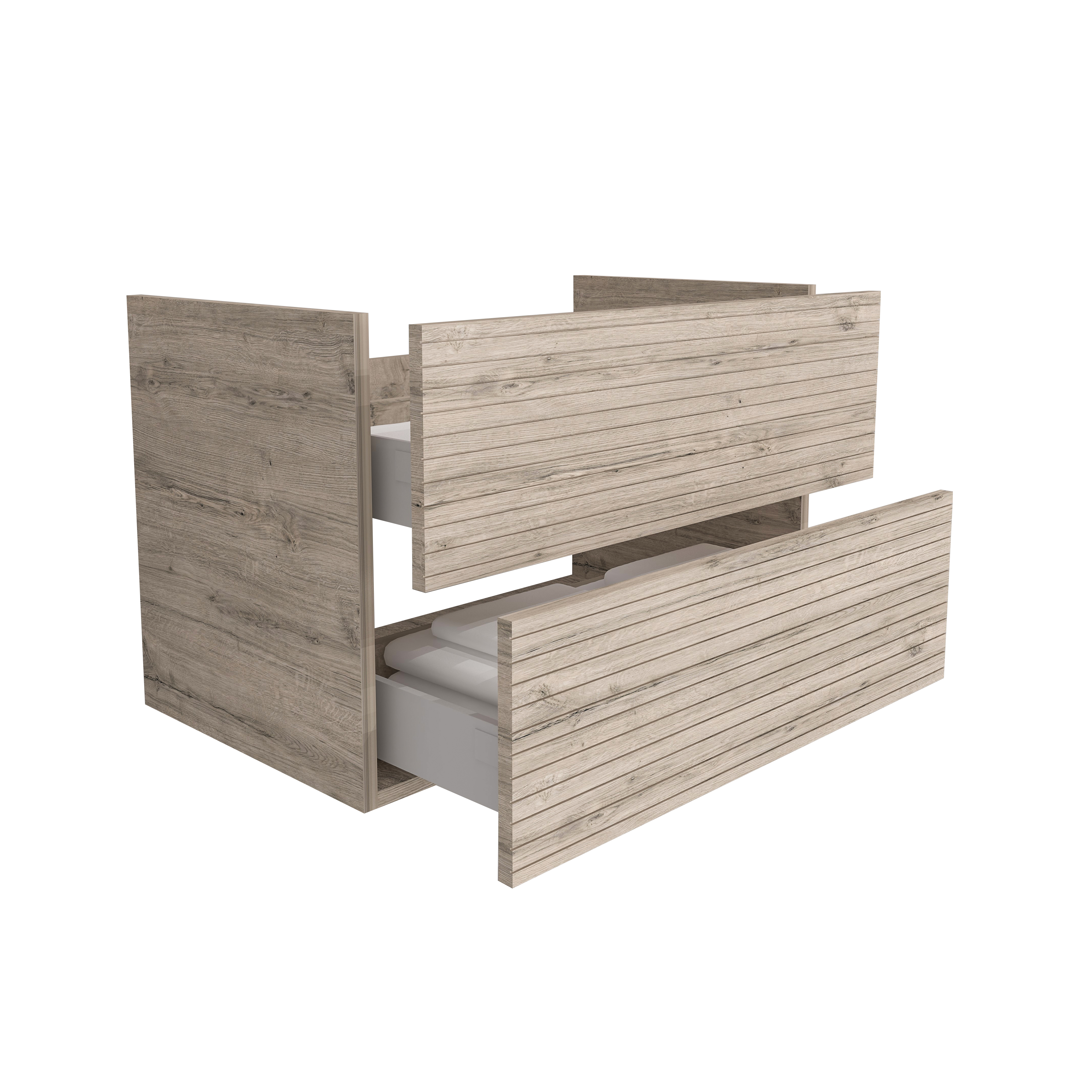 ELITE ONDERKAST MET HORIZONTAAL RELIËF (80CM) - LICHT HOUT