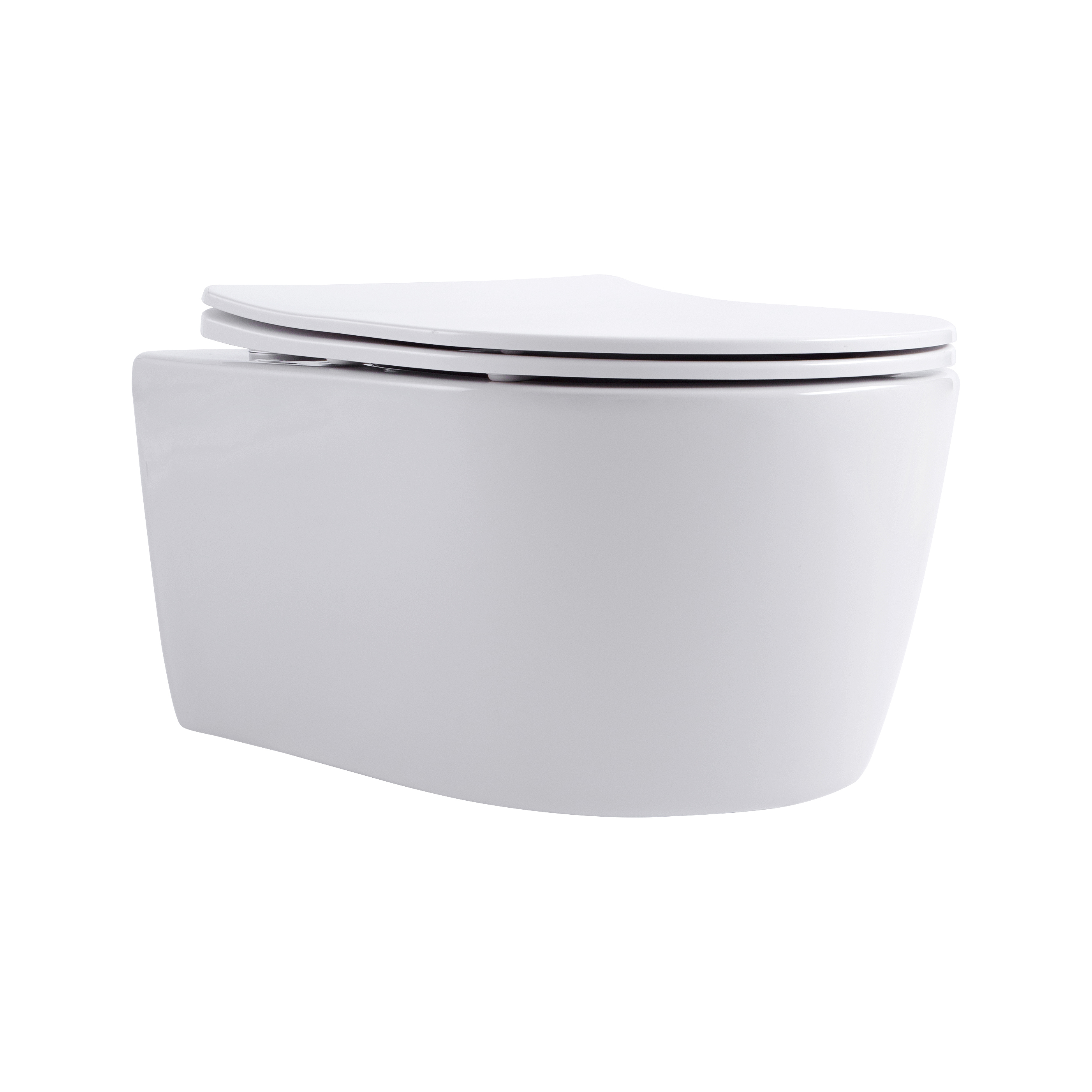 ALONI PRO HANGTOILET - RANDLOOS - MET ZITTING - DUROPLAST - SOFT CLOSE - QUICK RELEASE - COMPACT 49 CM - 36X25X49 CM - GLANZEND WIT