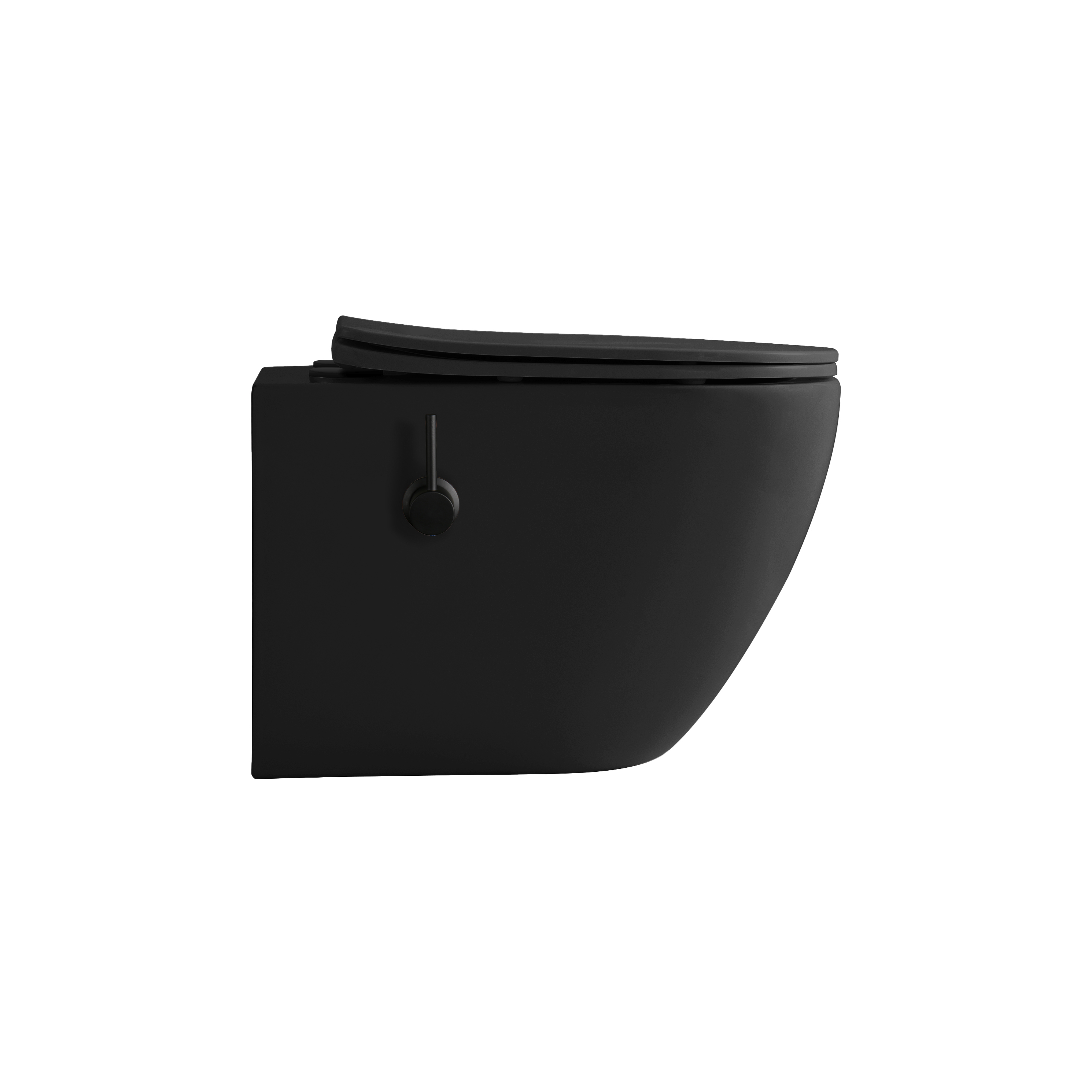 ALONI PRO HANGTOILET MET BIDET - 360° FLUSH - RANDLOOS - MET BIDETKRAAN KOUD EN WARM WATER - MET ZITTING - 52,5CM - MAT ZWART