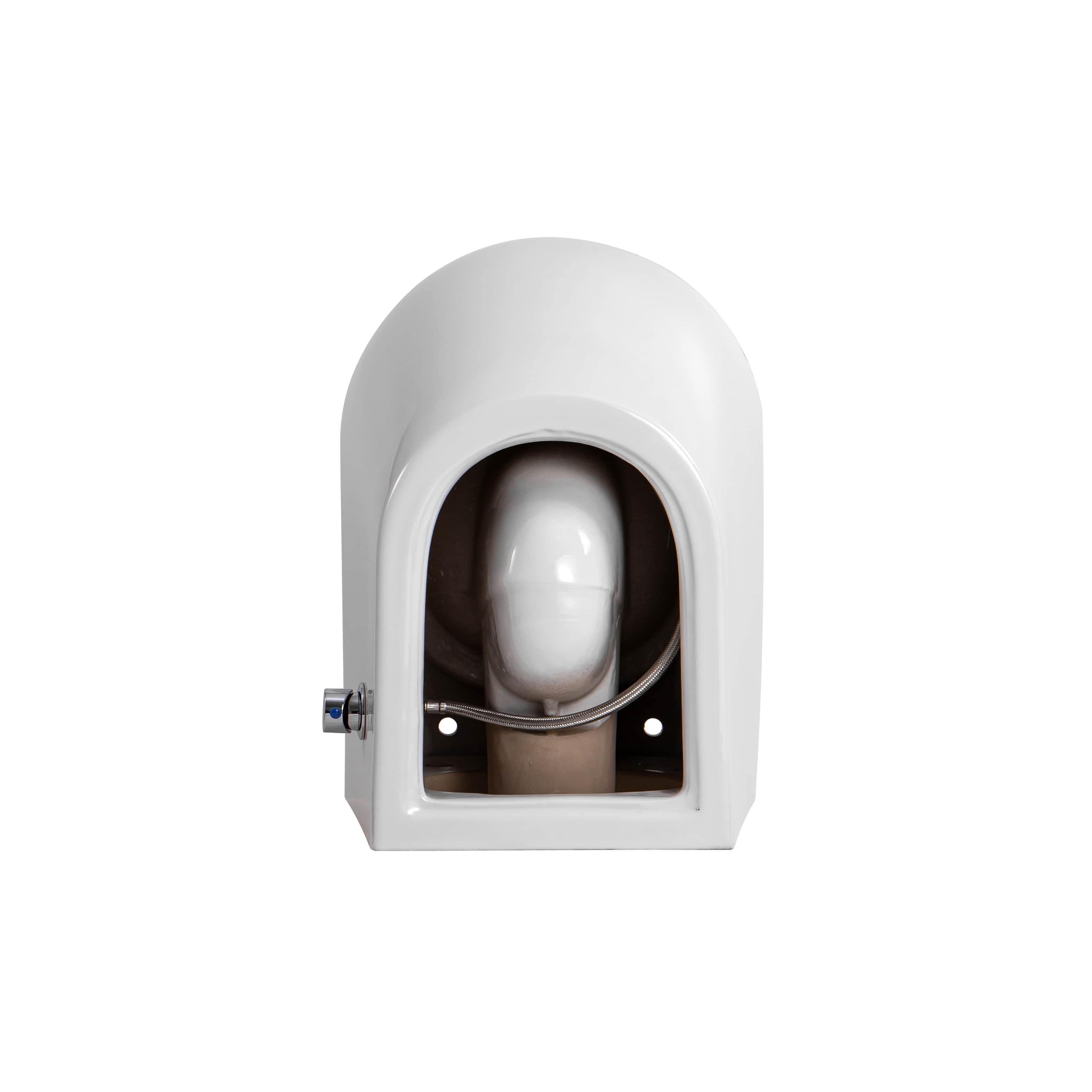 DARLO WALL-HUNG TOILET WITH BIDET - RIMLESS - WITH COLD WATER BIDET TAP - WITHOUT SEAT - COMPACT 49 CM - GLOSSY WHITE
