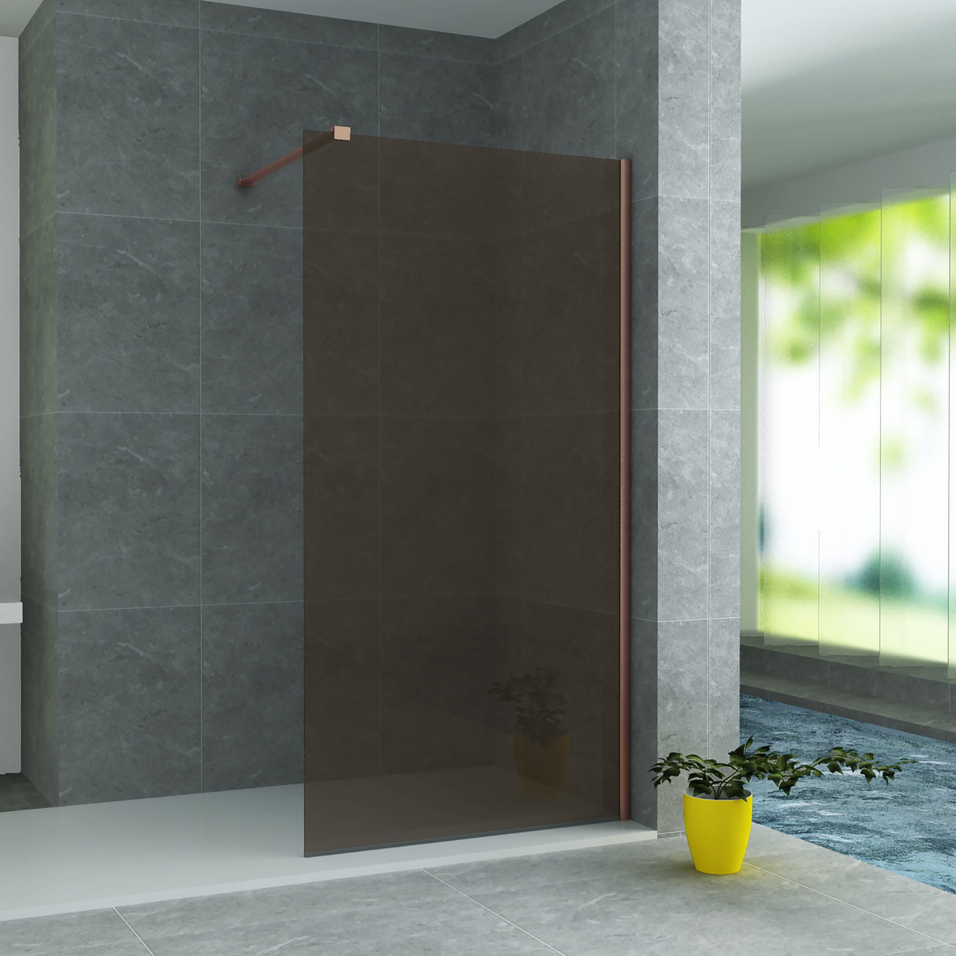 ALONI INLOOPDOUCHE - 1200 X 2000MM - GEBORSTELD KOPER - CHAMPAGNE GLAS
