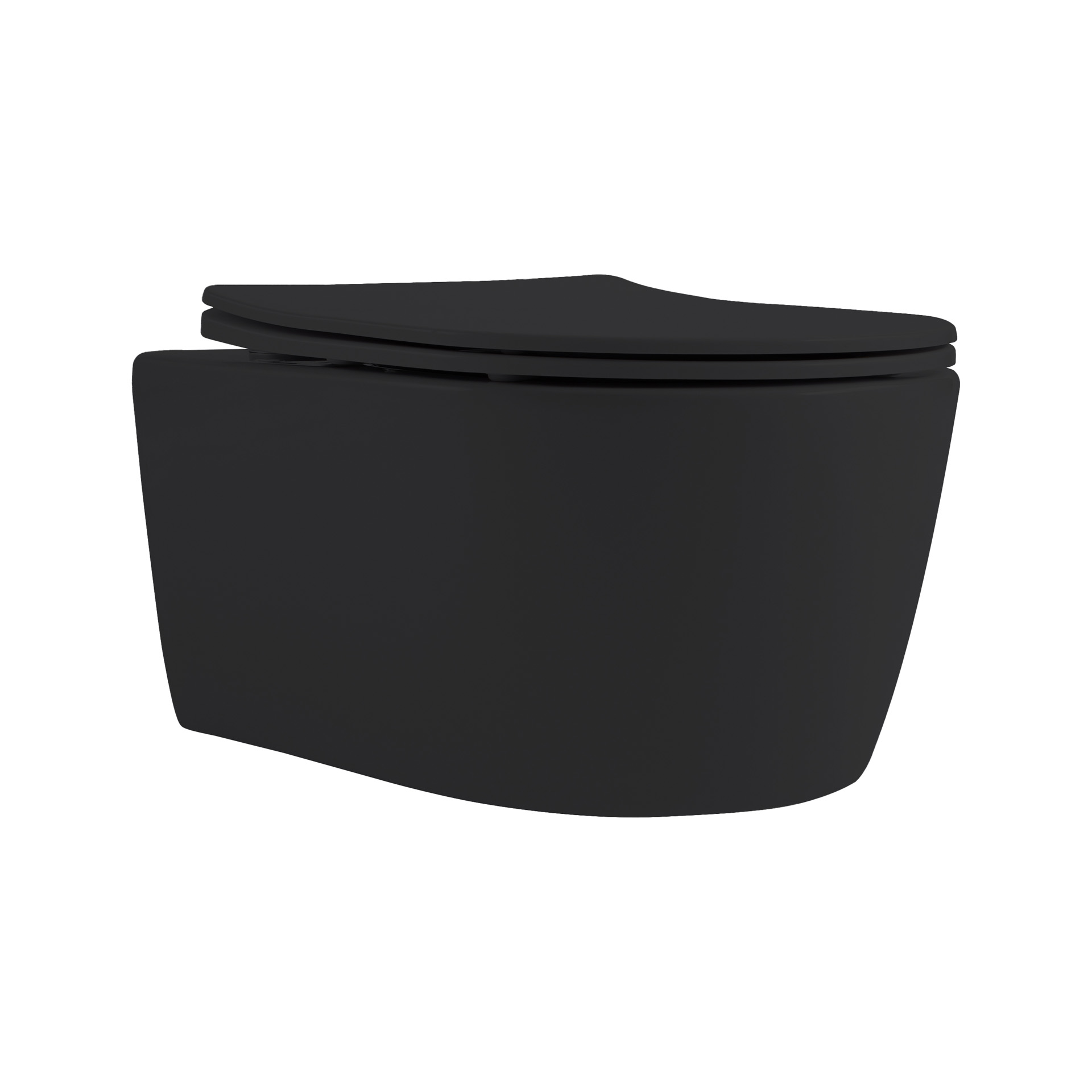 ALONI PRO HANGTOILET - RANDLOOS - MET ZITTING - DUROPLAST - SOFT CLOSE - QUICK RELEASE - COMPACT 49 CM - 36X25X49 CM - MAT ZWART