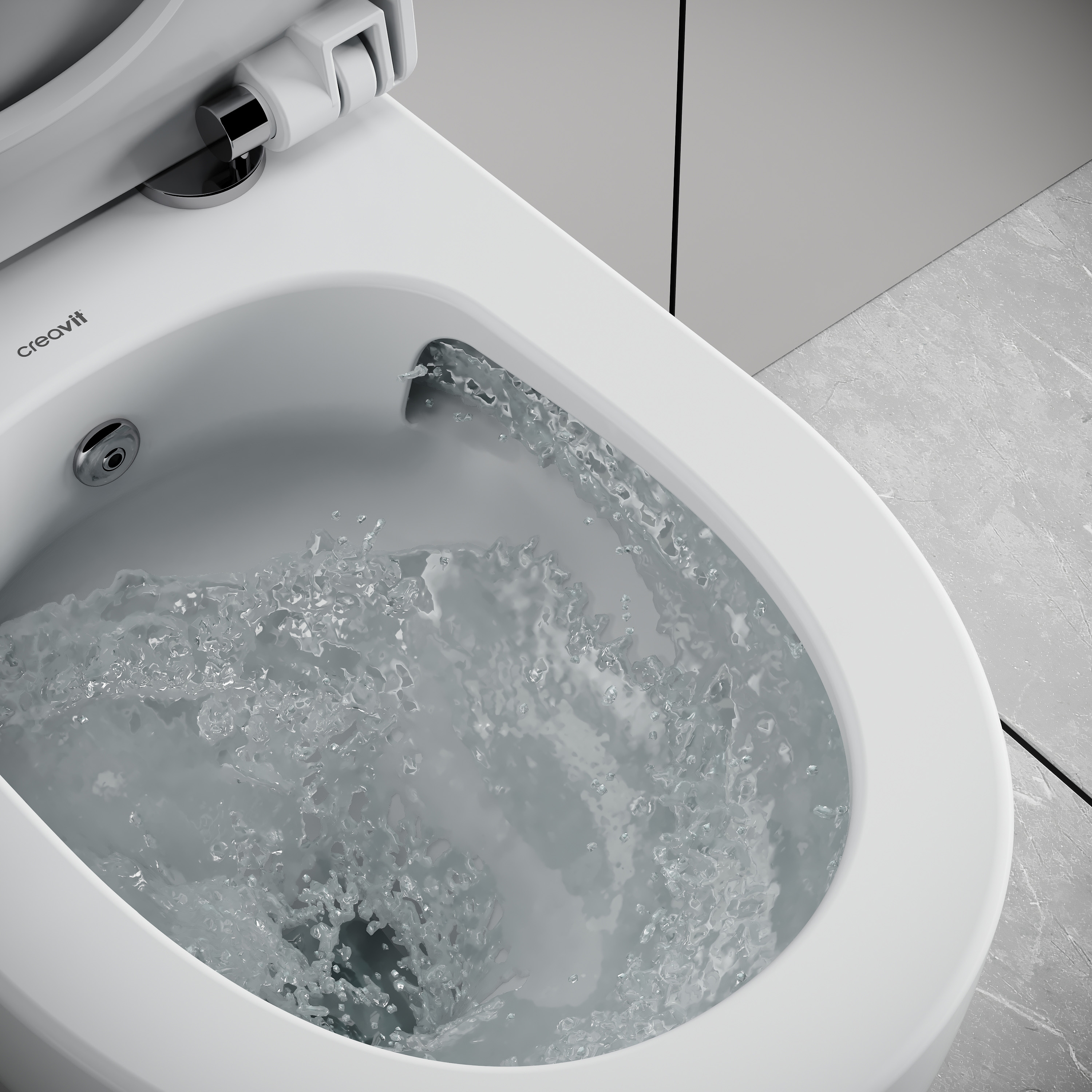 CREAVIT NESS HANGTOILET MET BIDET - 360° FLUSH - RANDLOOS - ZONDER ZITTING - GLANZEND WIT