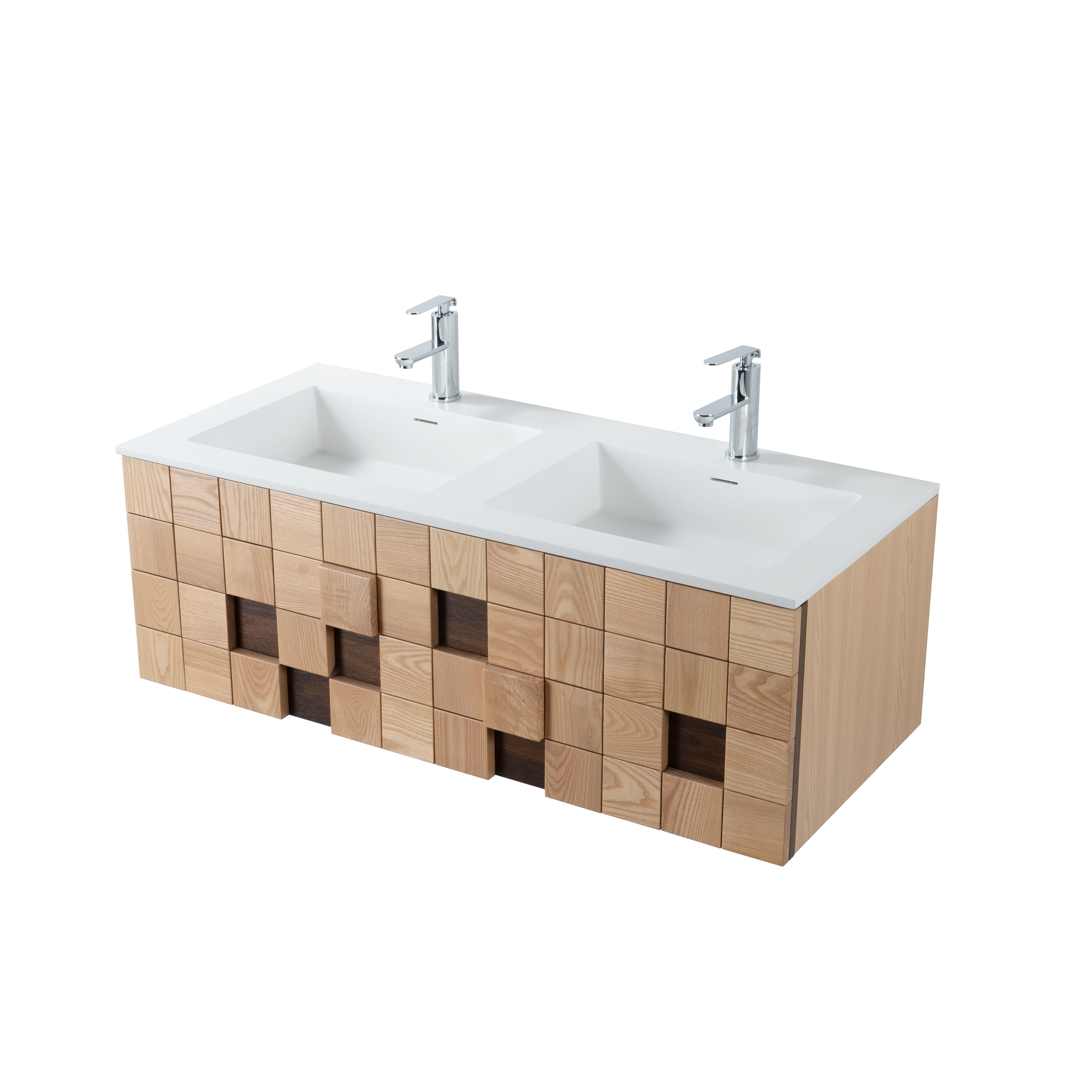 MIMOZA WASTAFELONDERKAST - 1 LADE - GREEPLOOS  - SOFT CLOSE – 119X40X52 CM - LICHT EIKEN