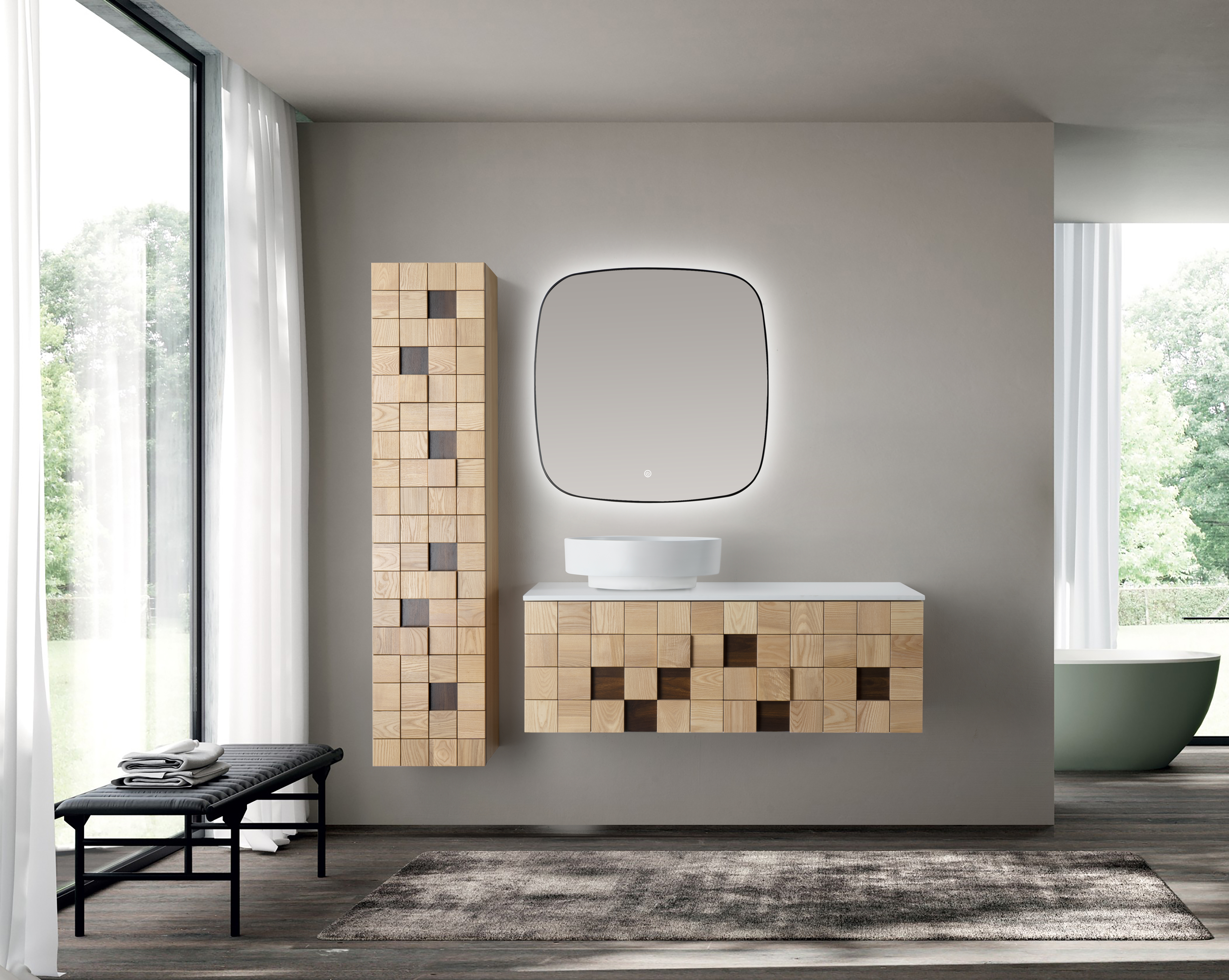 MIMOZA WASTAFELONDERKAST - 1 LADE - GREEPLOOS  - SOFT CLOSE – 119X40X52 CM - LICHT EIKEN