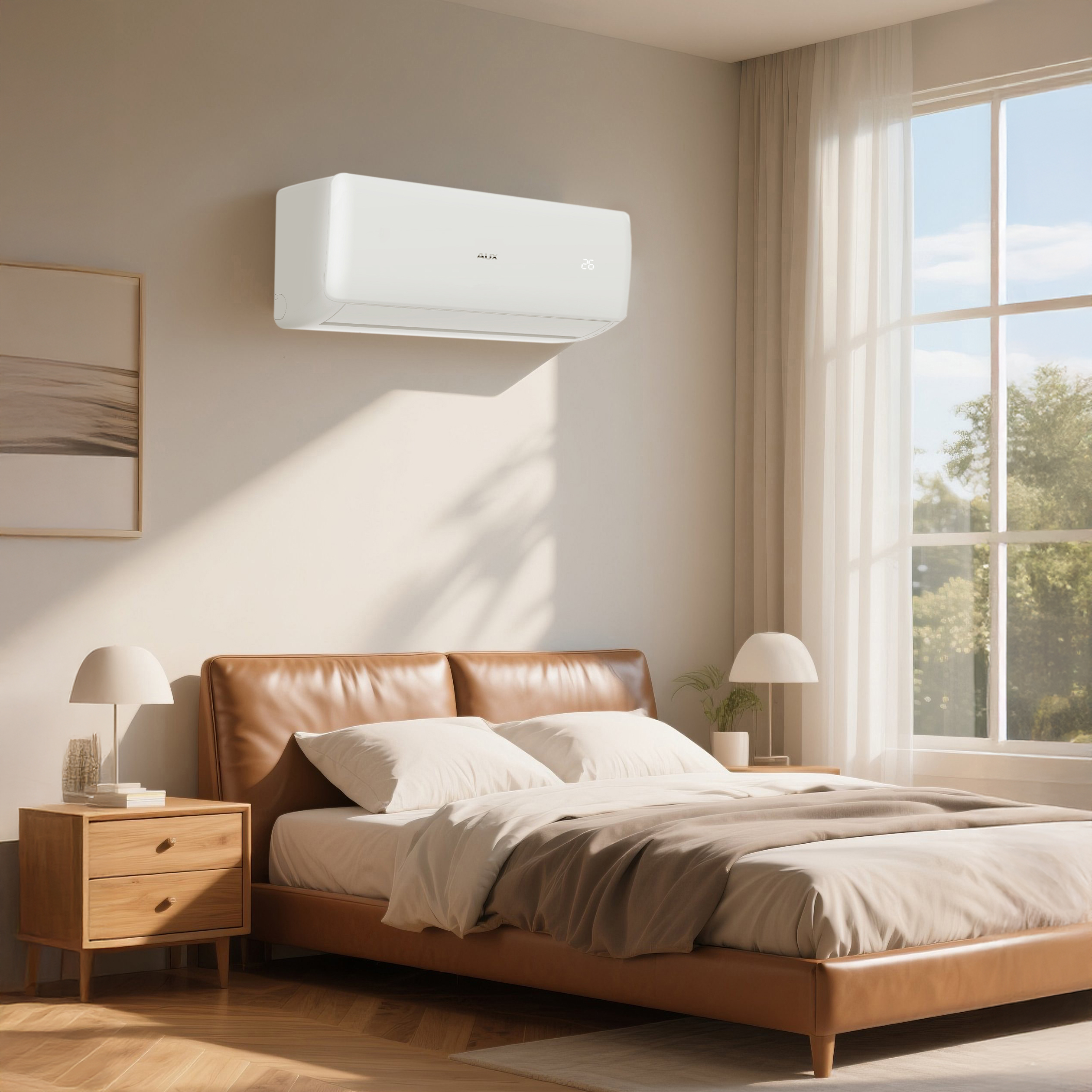 AUX SINGLE SPLIT CLIMATISEUR - UNITÉ EXTÉRIEURE ET INTÉRIEURE - PACK COMPLET - REFROIDISSEMENT ET CHAUFFAGE - WIFI - 12000 BTU - 3,5KW - R32 - BLANC MAT