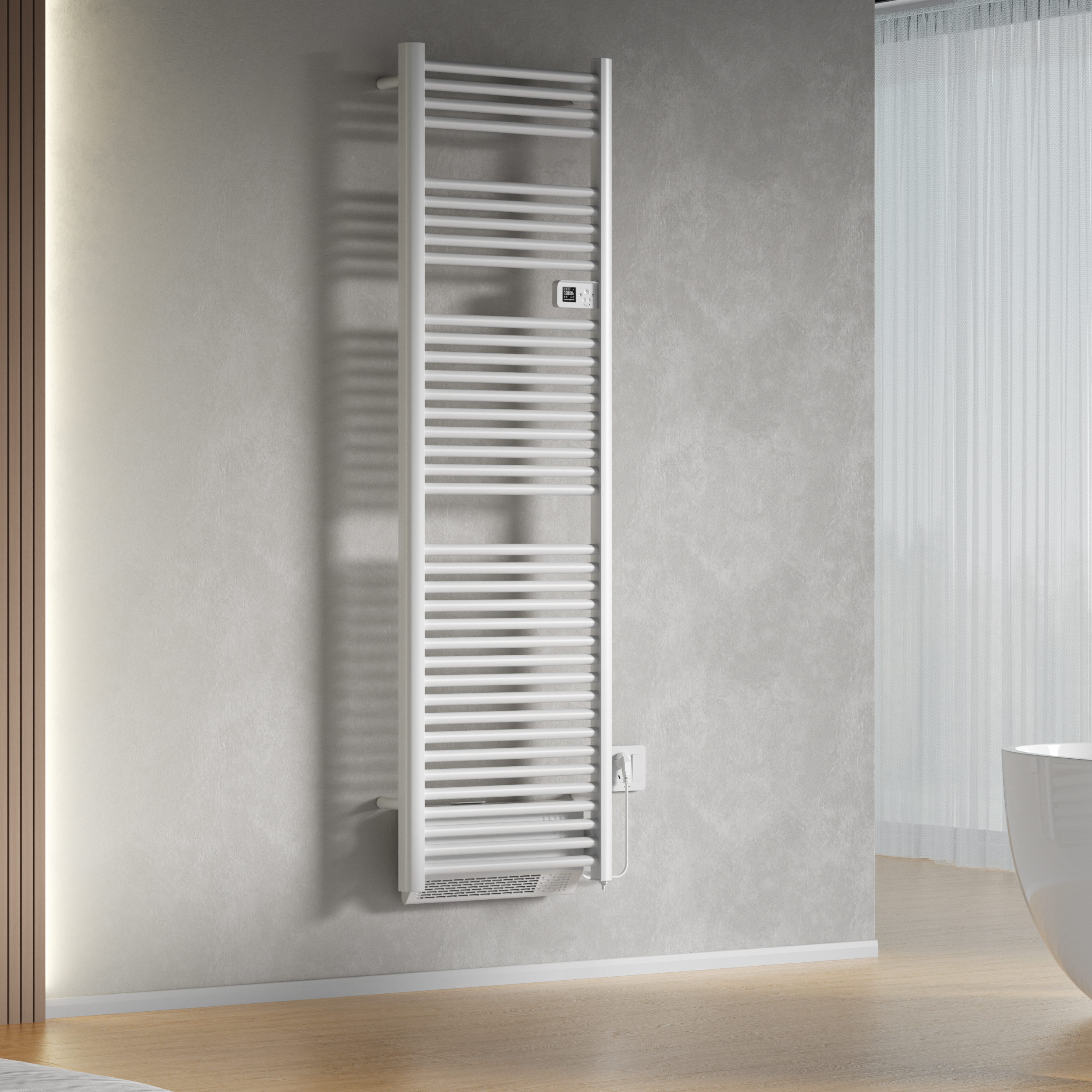 BELRAD TOWEL DRYER WITH BLOWER - ELECTRIC - WITH DIGITAL PROGRAMMABLE THERMOSTAT - SMART WIFI - 2000W - 1840X540X133 MM - GLOSSY WHITE