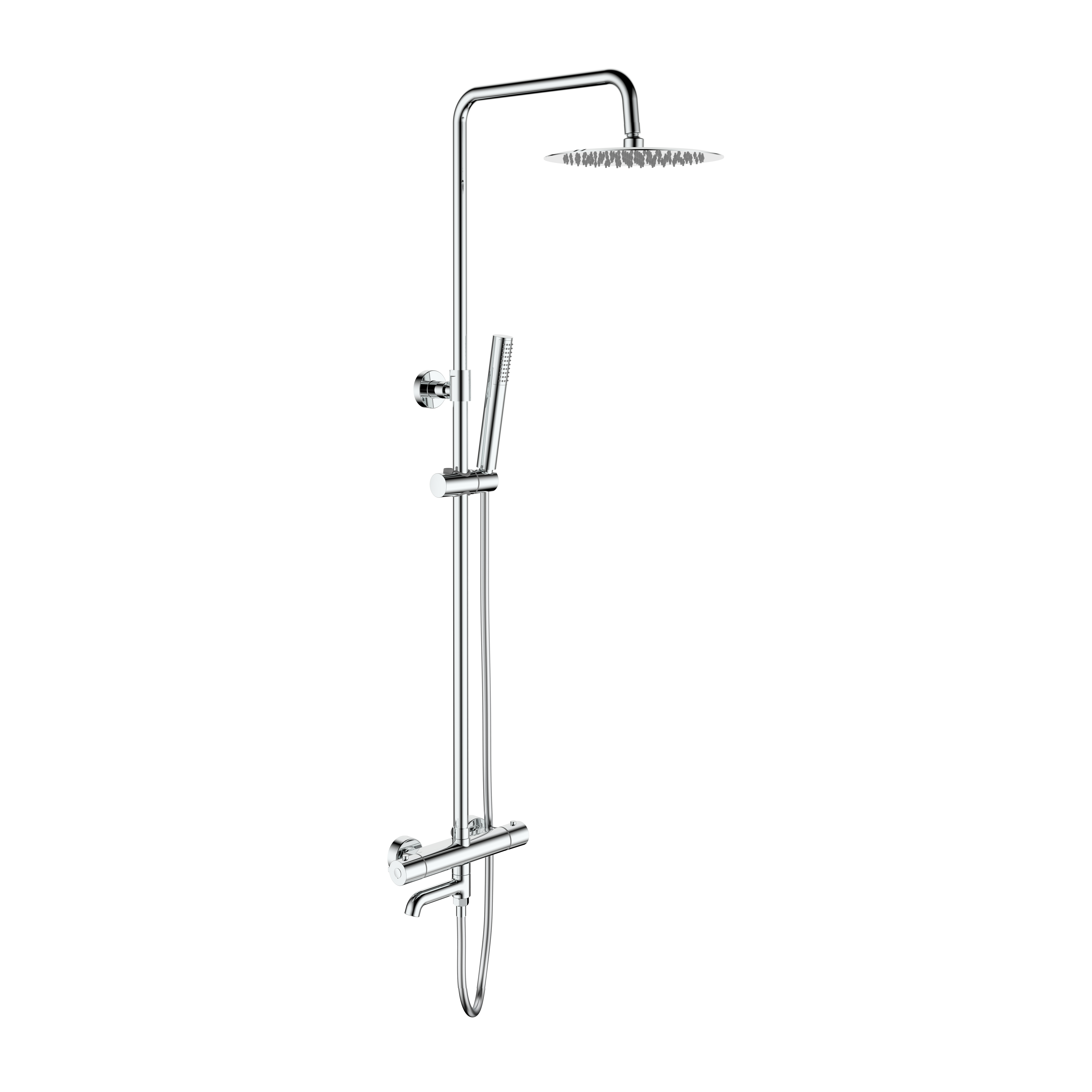 ALONI OPTIMA RONDO REGENDOUCHESET MET DRAAIBARE UITLOOP - THERMOSTATISCH - OPBOUW - COOL TOUCH - CHROOM