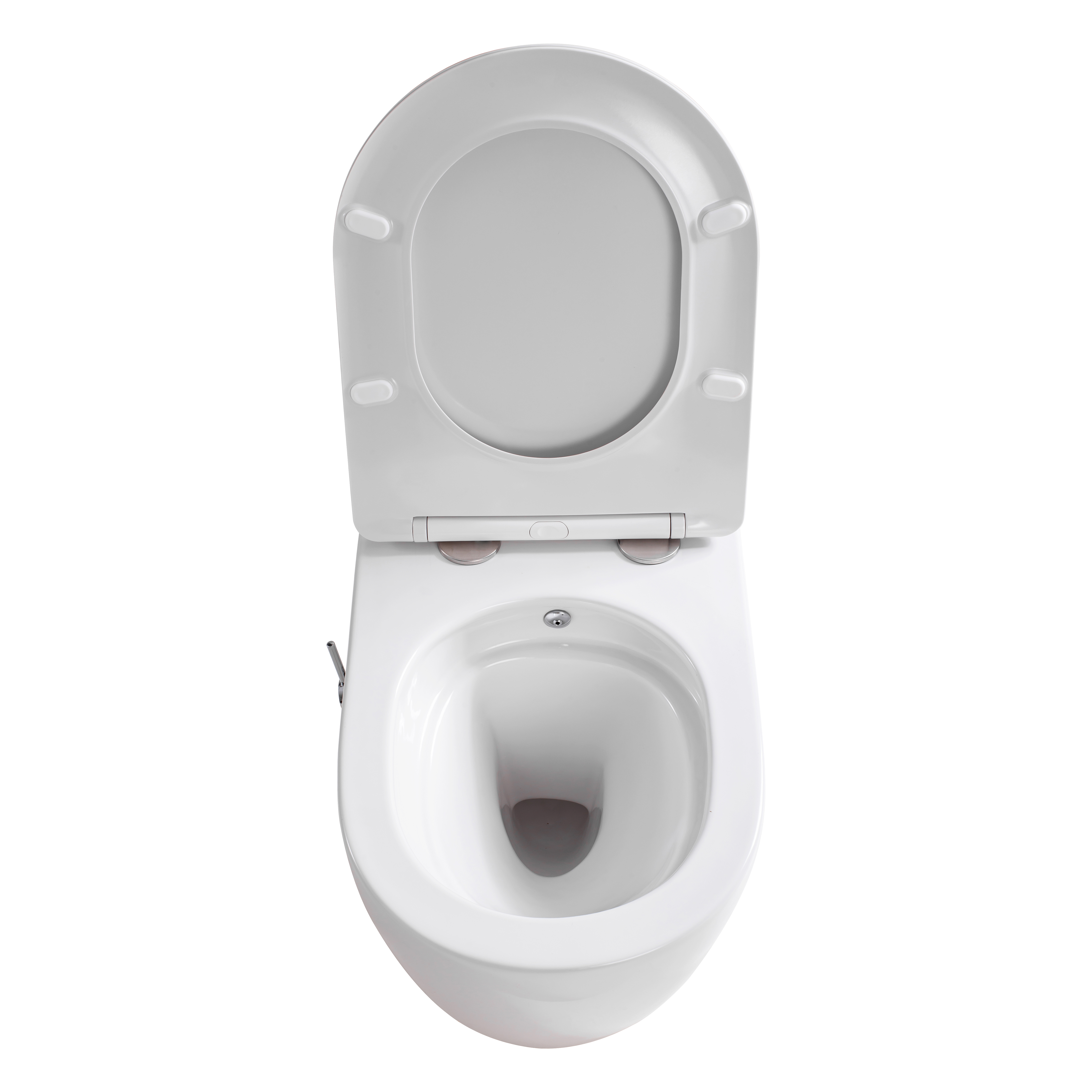 ALONI PRO HANGTOILET MET BIDET - 360° FLUSH - RANDLOOS - MET BIDETKRAAN KOUD EN WARM WATER - MET ZITTING - 52,5CM - GLANZEND WIT