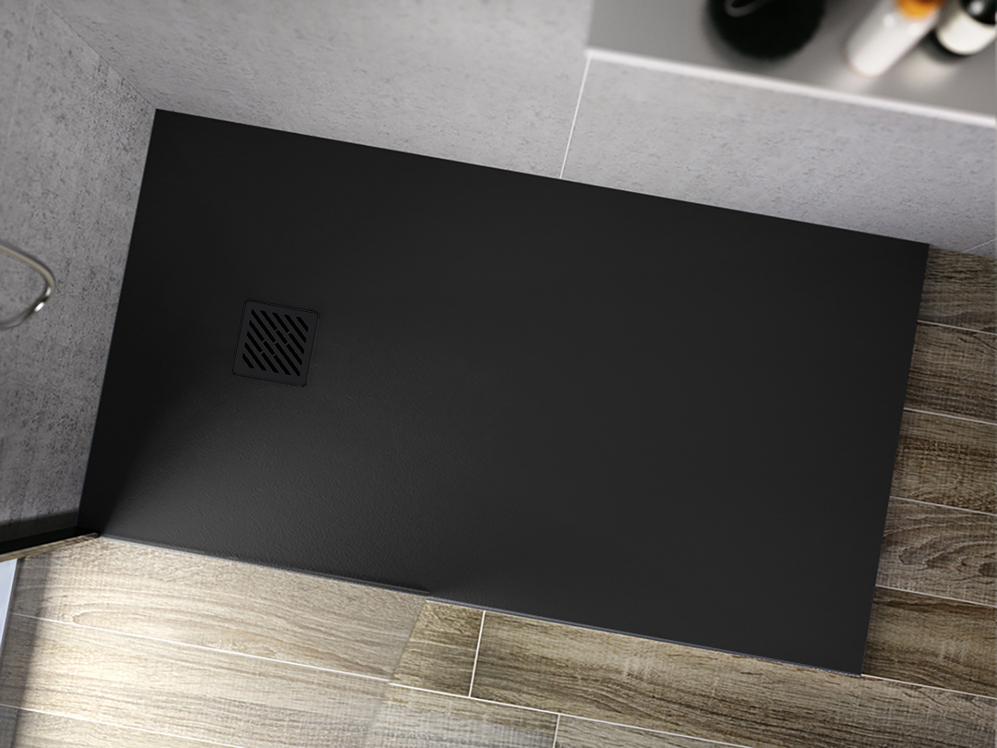 ALONI MADISON RECEVEUR DE DOUCHE - COMPOSITE - 100X100X3CM - NOIR MAT