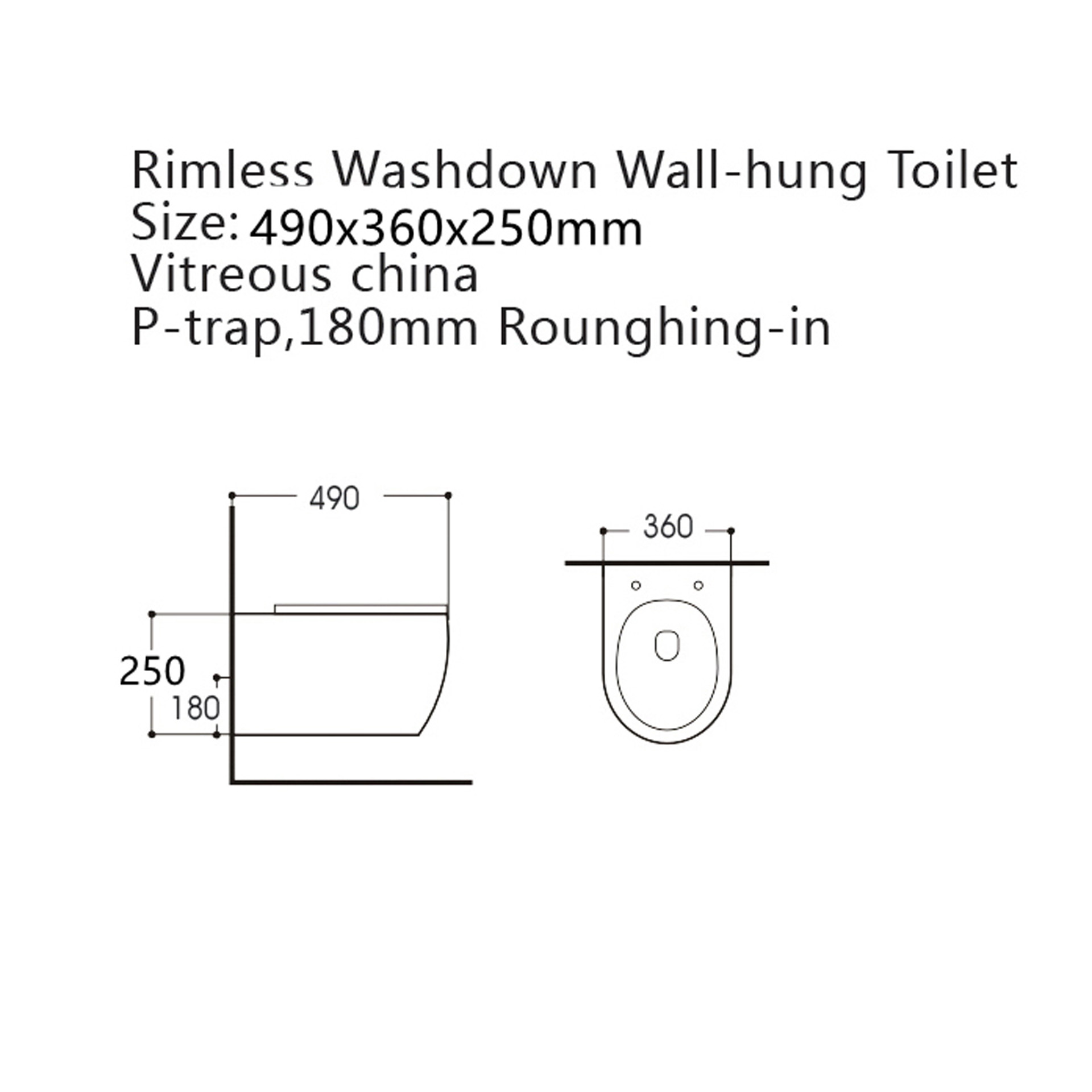 ALONI PRO HANGTOILET - RANDLOOS - MET ZITTING - DUROPLAST - SOFT CLOSE - QUICK RELEASE - COMPACT 49 CM - 36X25X49 CM - MAT ZWART