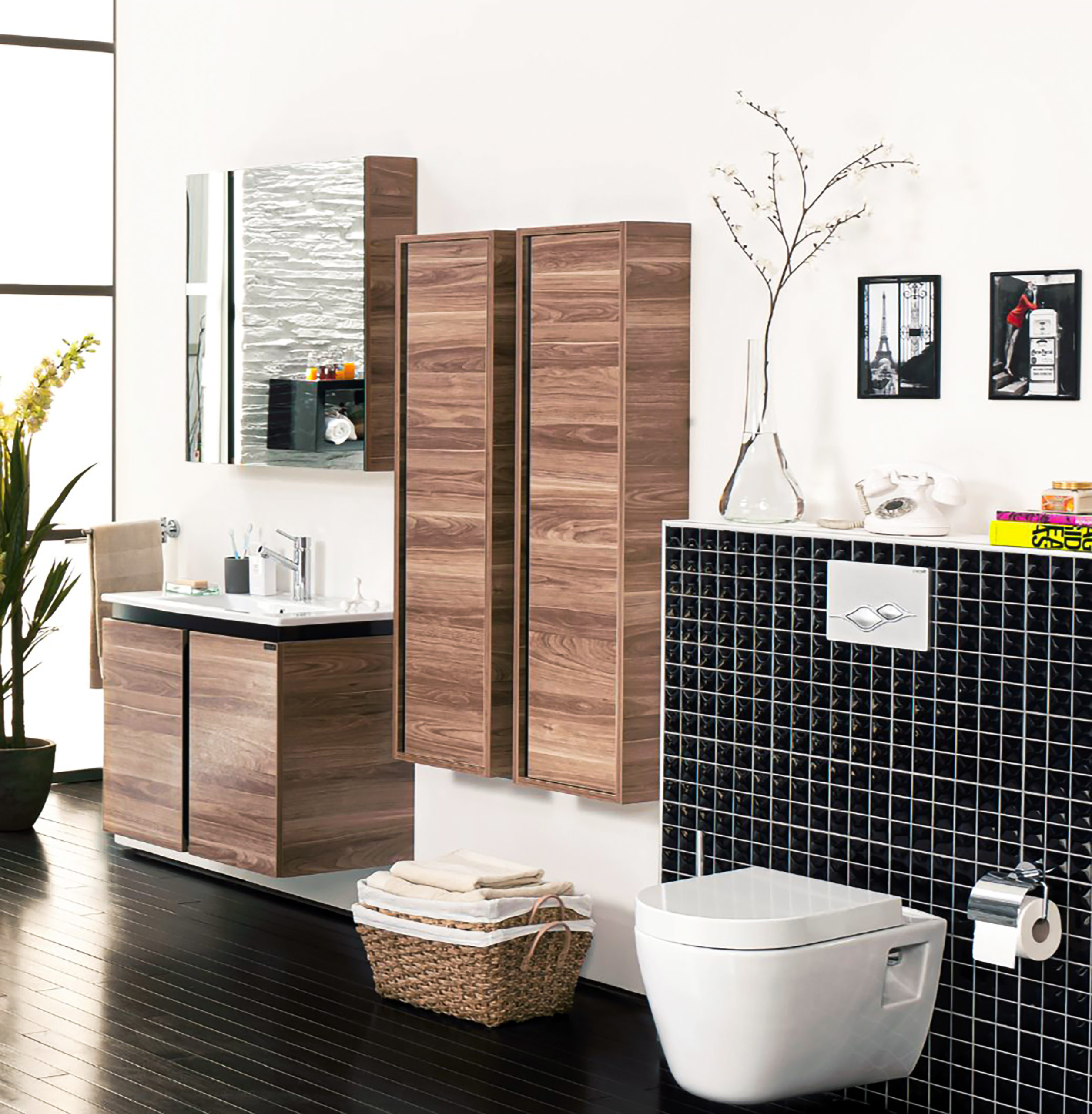 VERTI 100 ARMOIRES DE TOILETTE NOYER-NOIR 98X80X17CM