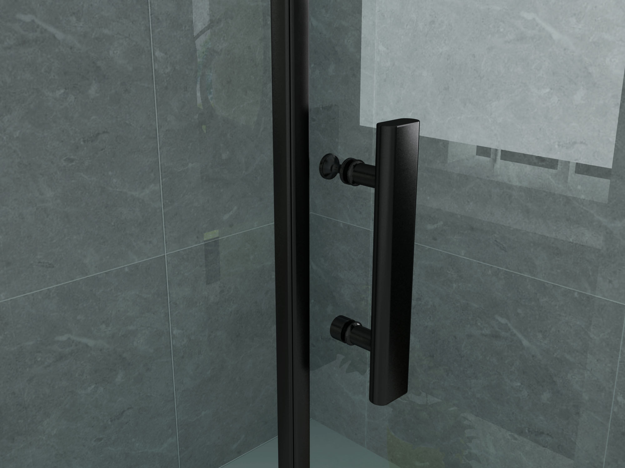 ALONI DOUCHECABINE - DRAAIDEUR EN ZIJWAND - 800 X 800 X 1900MM - MAT ZWART - HELDER GLAS