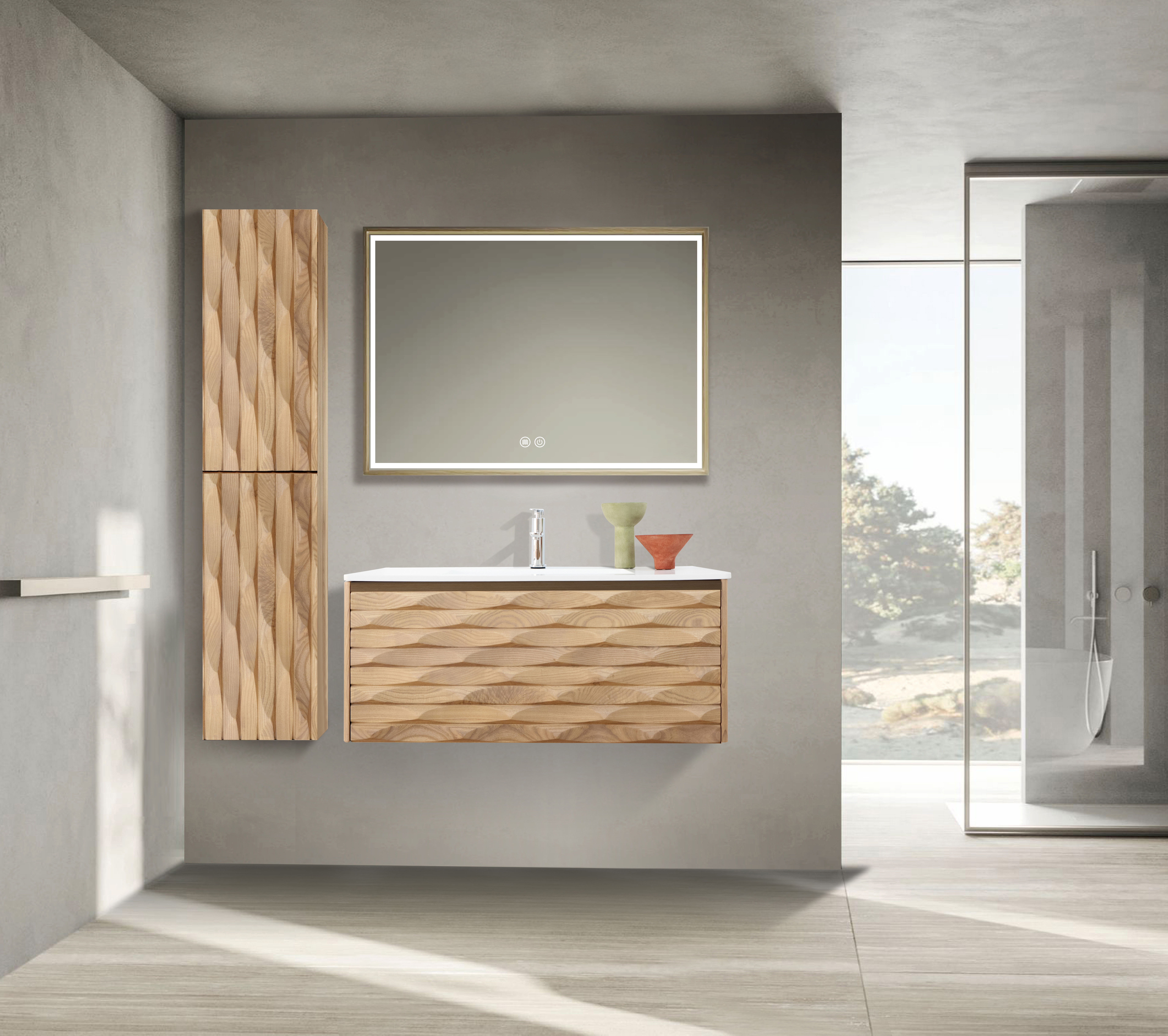 MAGNOLIA WASTAFELONDERKAST - 1 LADE - GREEPLOOS  - SOFT CLOSE – 79X40X52 CM - LICHT EIKEN