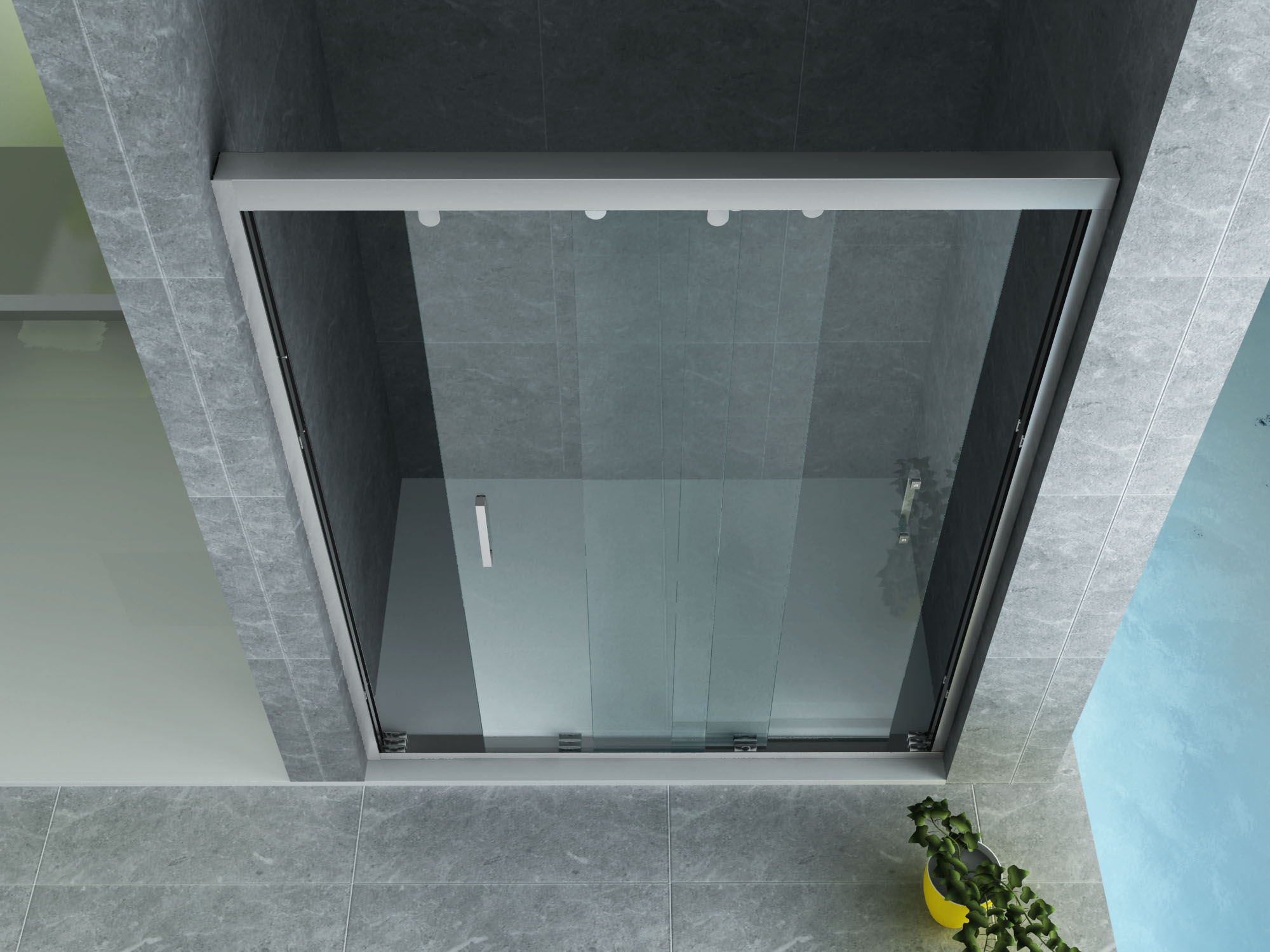 ALONI SCHUIFDEUR VOOR NIS - 3 DELIG - 800 X 2000MM - CHROOM - HELDER GLAS