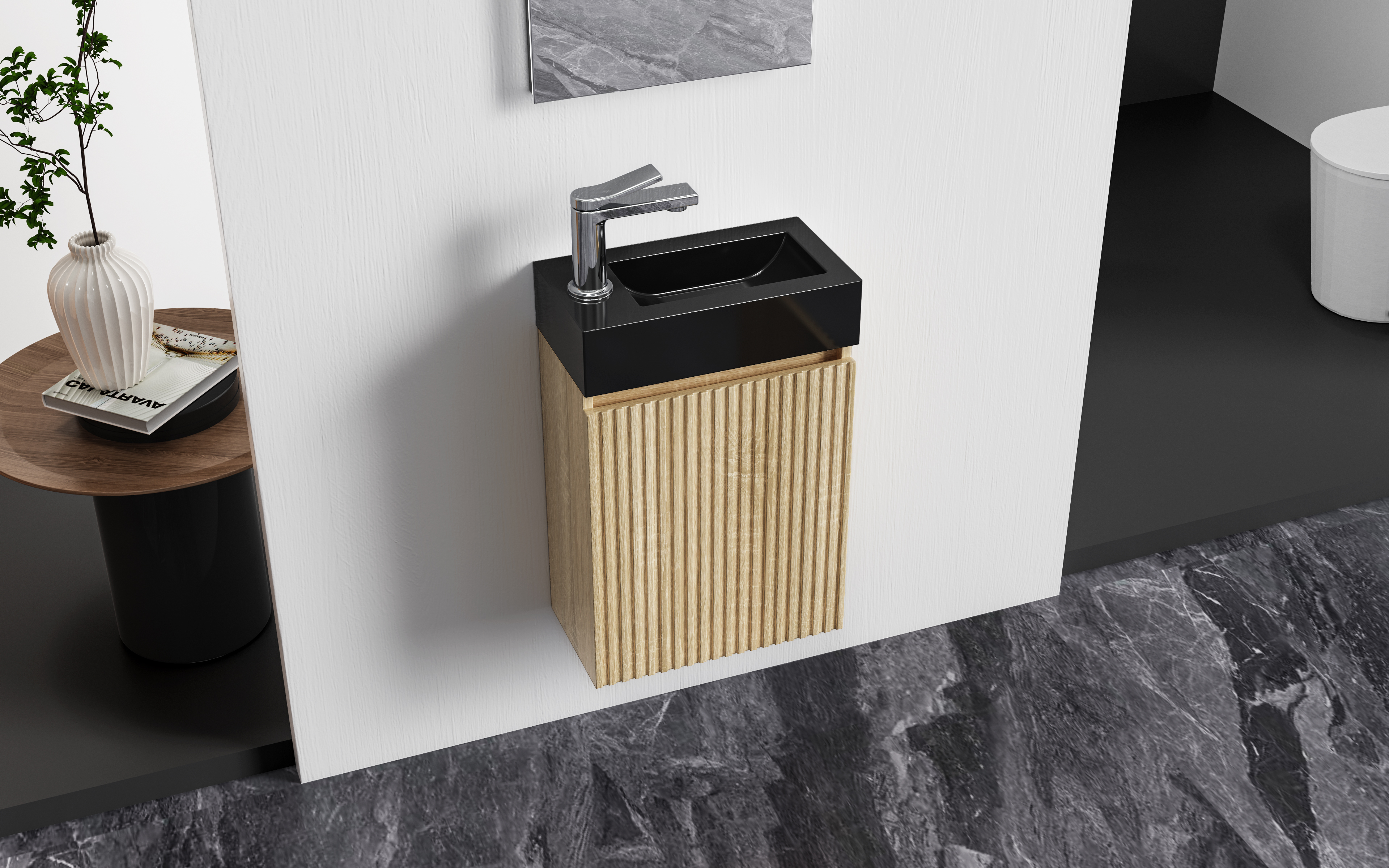 ALONI MIKARO TOILET CABINET - 1 DOOR - REVERSIBLE - WITHOUT HANDLE - SOFT CLOSE - 40X50X22.3CM - LIGHT OAK