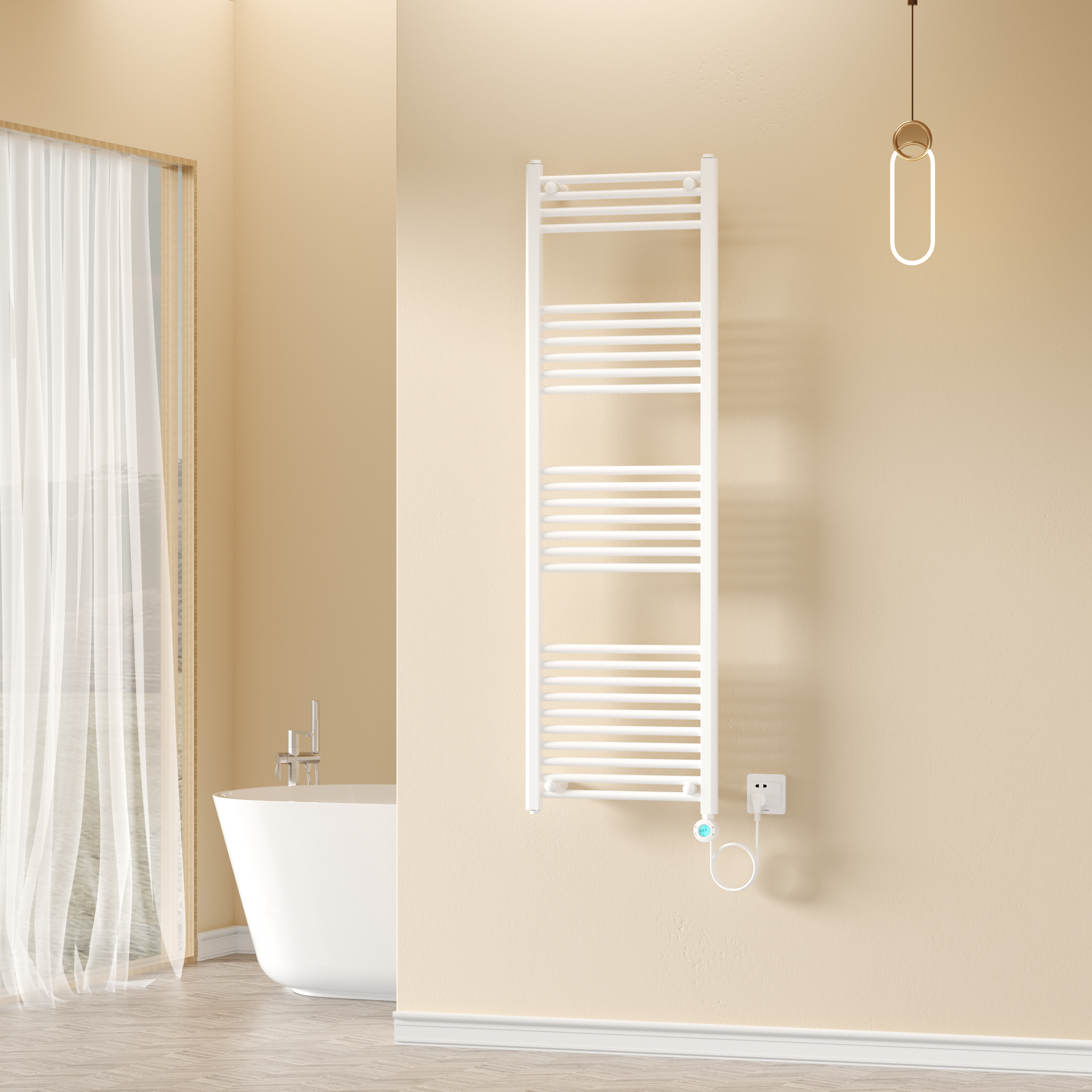 BELRAD ELECTRIC TOWEL DRYER – WITH DIGITAL PROGRAMMABLE THERMOSTAT – SMART WIFI - RIGHT CONNECTION – 900W – 1600X500 MM – GLOSSY WHITE