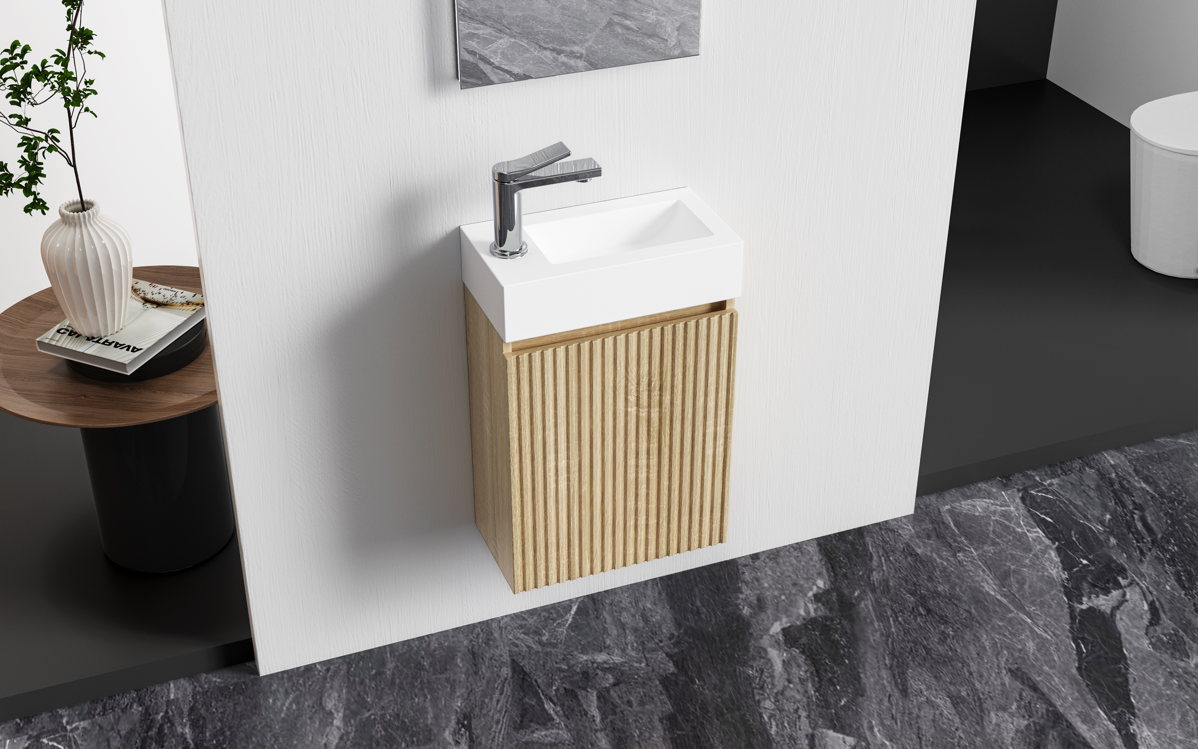 ALONI MIKARO TOILET CABINET - 1 DOOR - REVERSIBLE - WITHOUT HANDLE - SOFT CLOSE - 40X50X22.3CM - LIGHT OAK