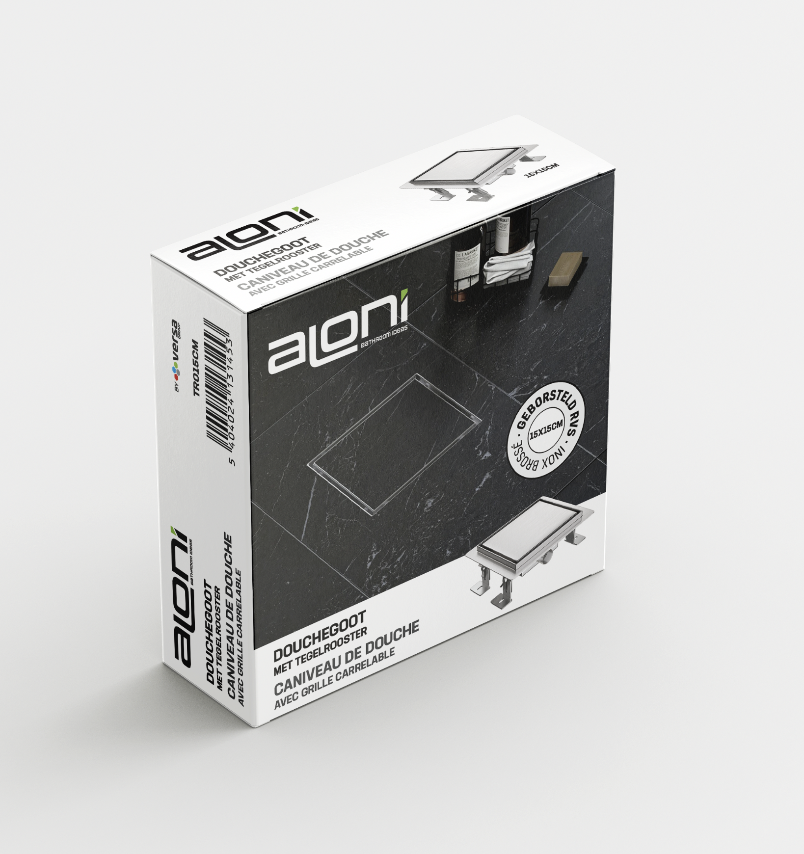 ALONI DOUCHEPUT - MET TEGELROOSTER - 15X15CM - GEBORSTELD RVS
